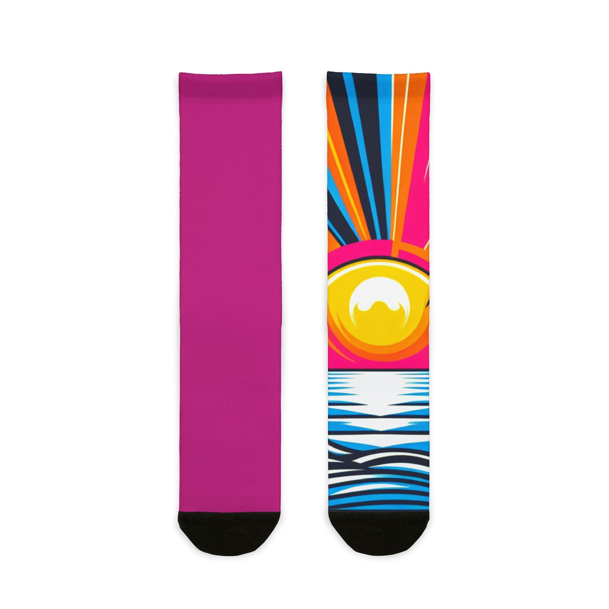 Vibrant Sunset Sublimation Crew Socks | Fun, Colorful Gift for Summer, Trendy Fashion, Beach Vibes, Cozy Comfort