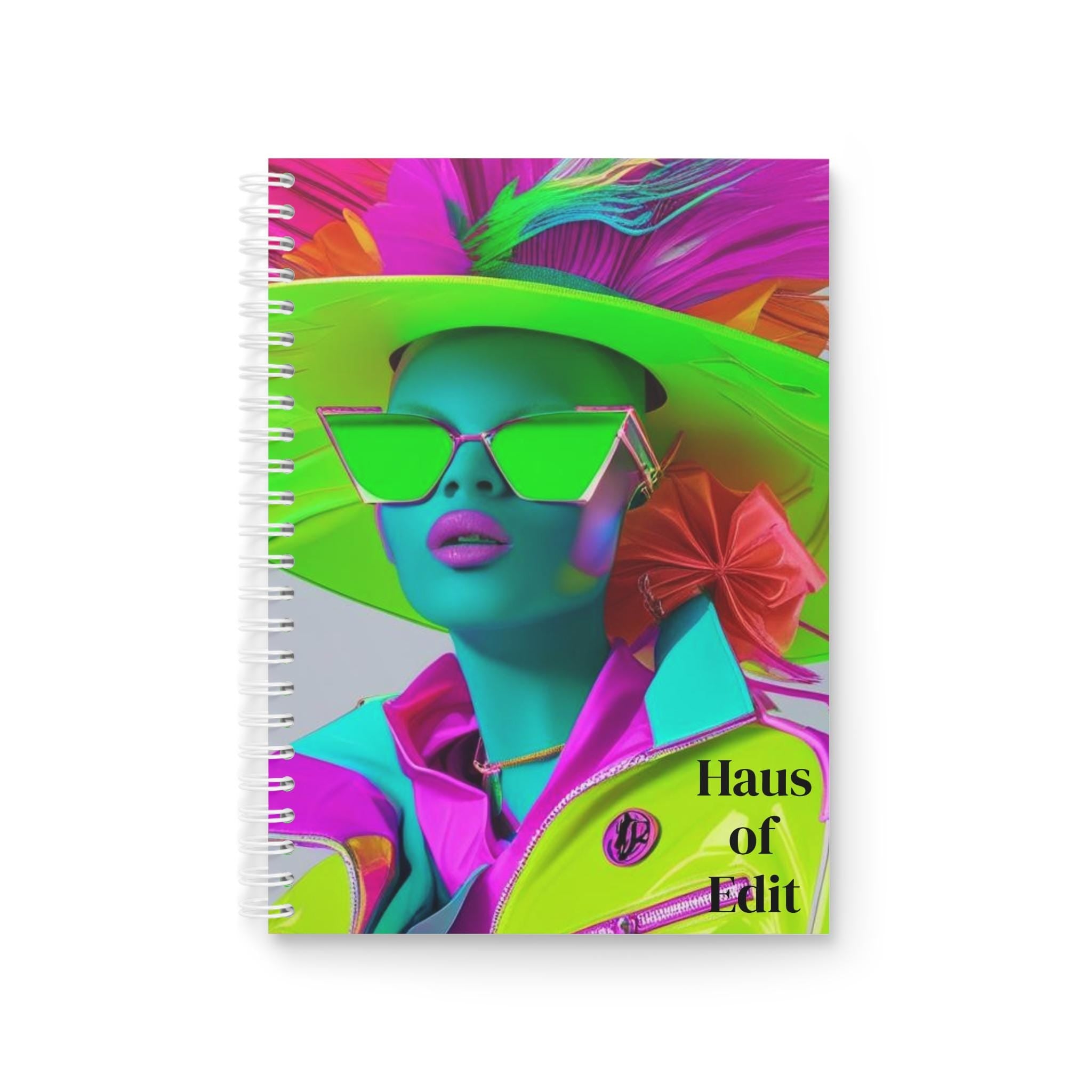 Vibrant Artistic Spiral Notebook, Fashion Journal, Creative Writing, Gift for Anyone, Haus of Edit, Colorful Notepad