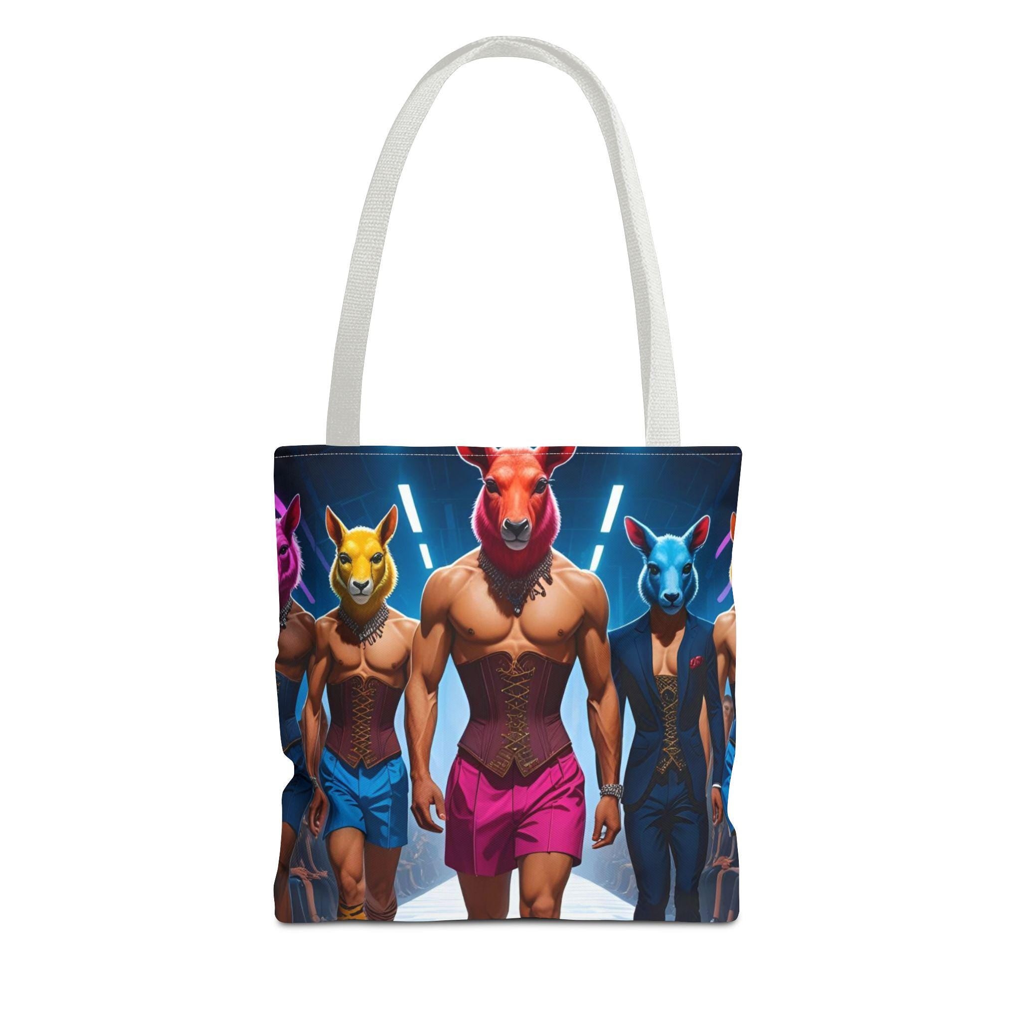 Tote Bag - Males on Runway in Corsets with Animal Heads Design