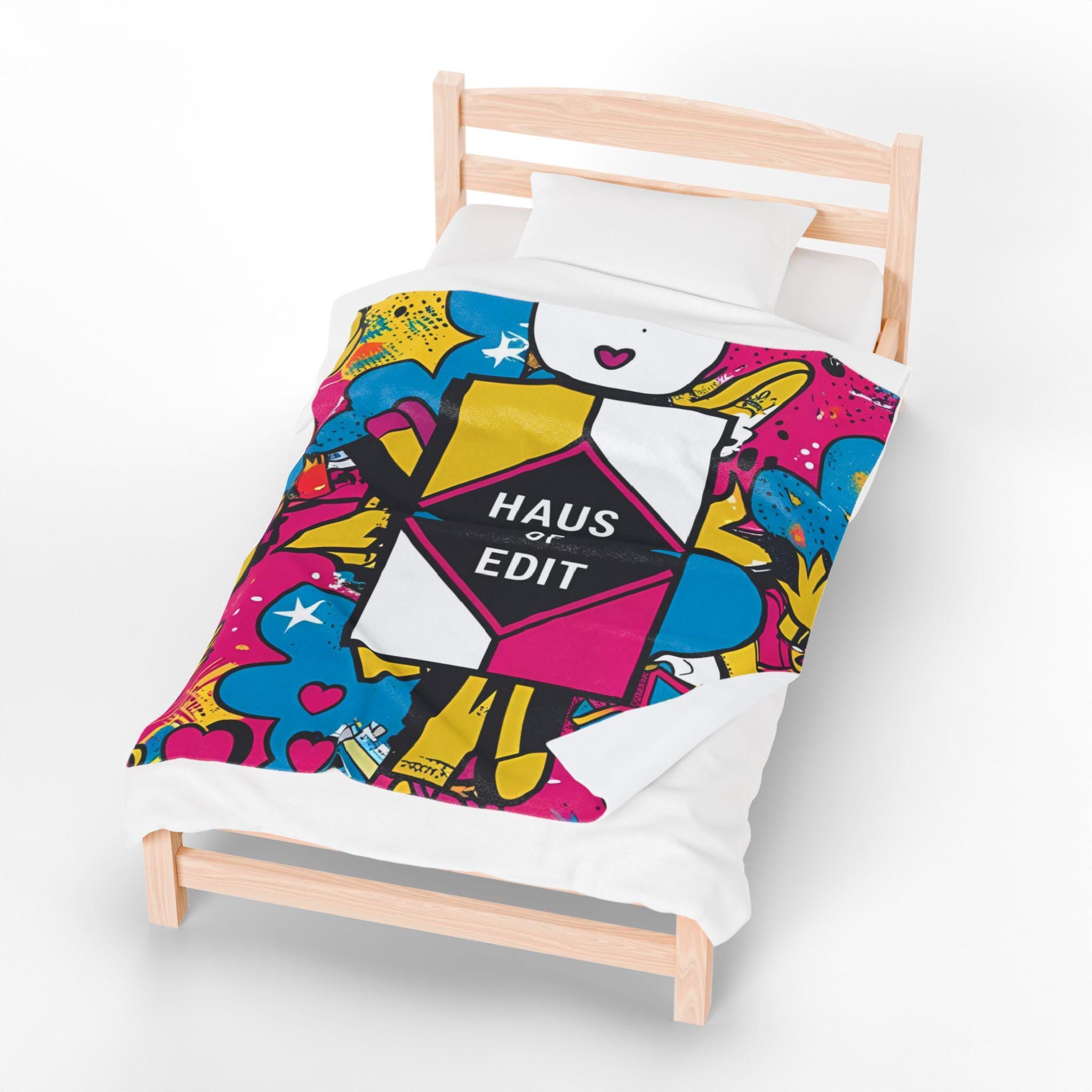 Velveteen Throw Blanket - Fashion Runway Pop Art Design by Haus of Edit