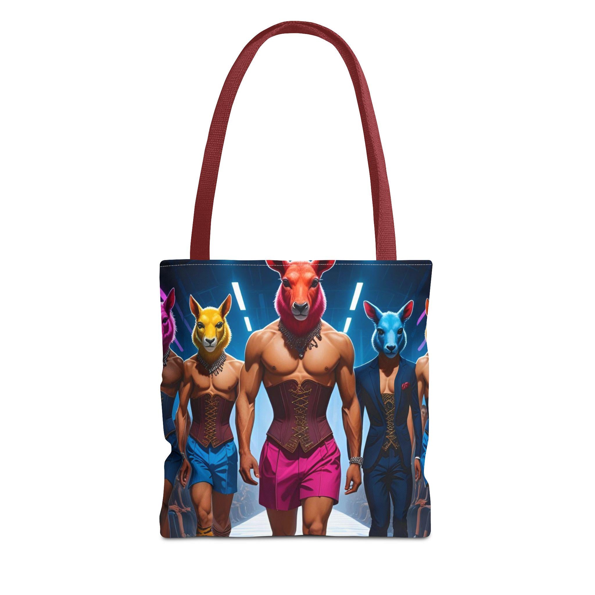 Tote Bag - Males on Runway in Corsets with Animal Heads Design