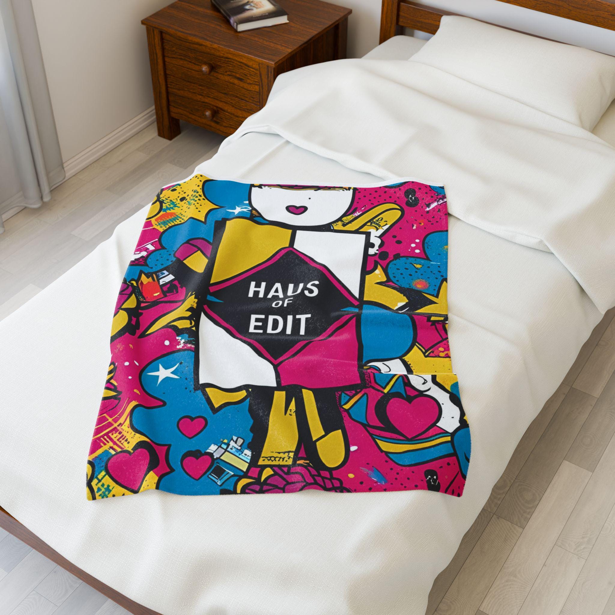Velveteen Throw Blanket - Fashion Runway Pop Art Design by Haus of Edit