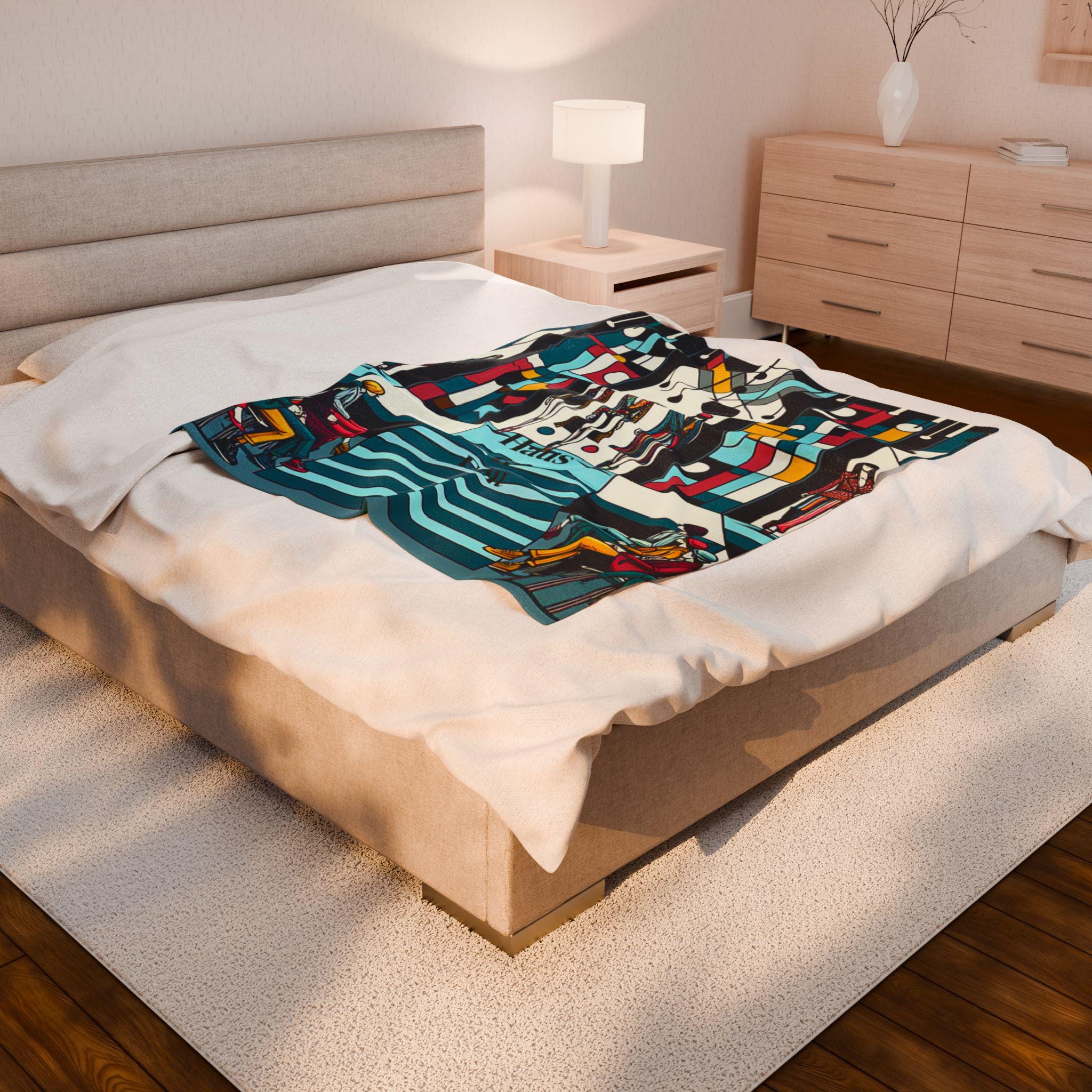 Velveteen Throw Blanket - Fashion Runway Pop Art Design by Haus of Edit