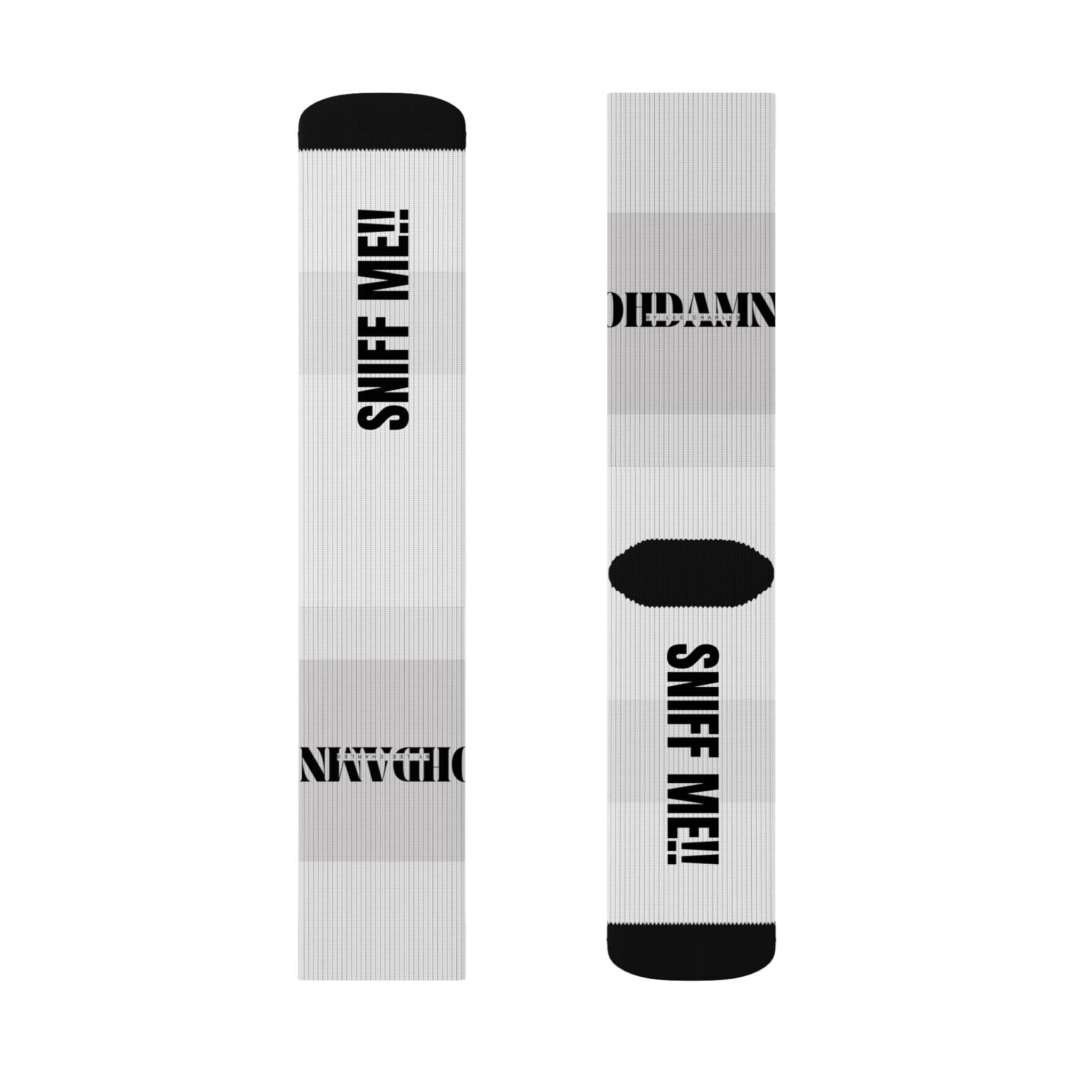 Gay Fetish Sublimation Socks, LGBT Pride Socks for Sock Lovers and Sniffers, OHDAMN by Lee Charles