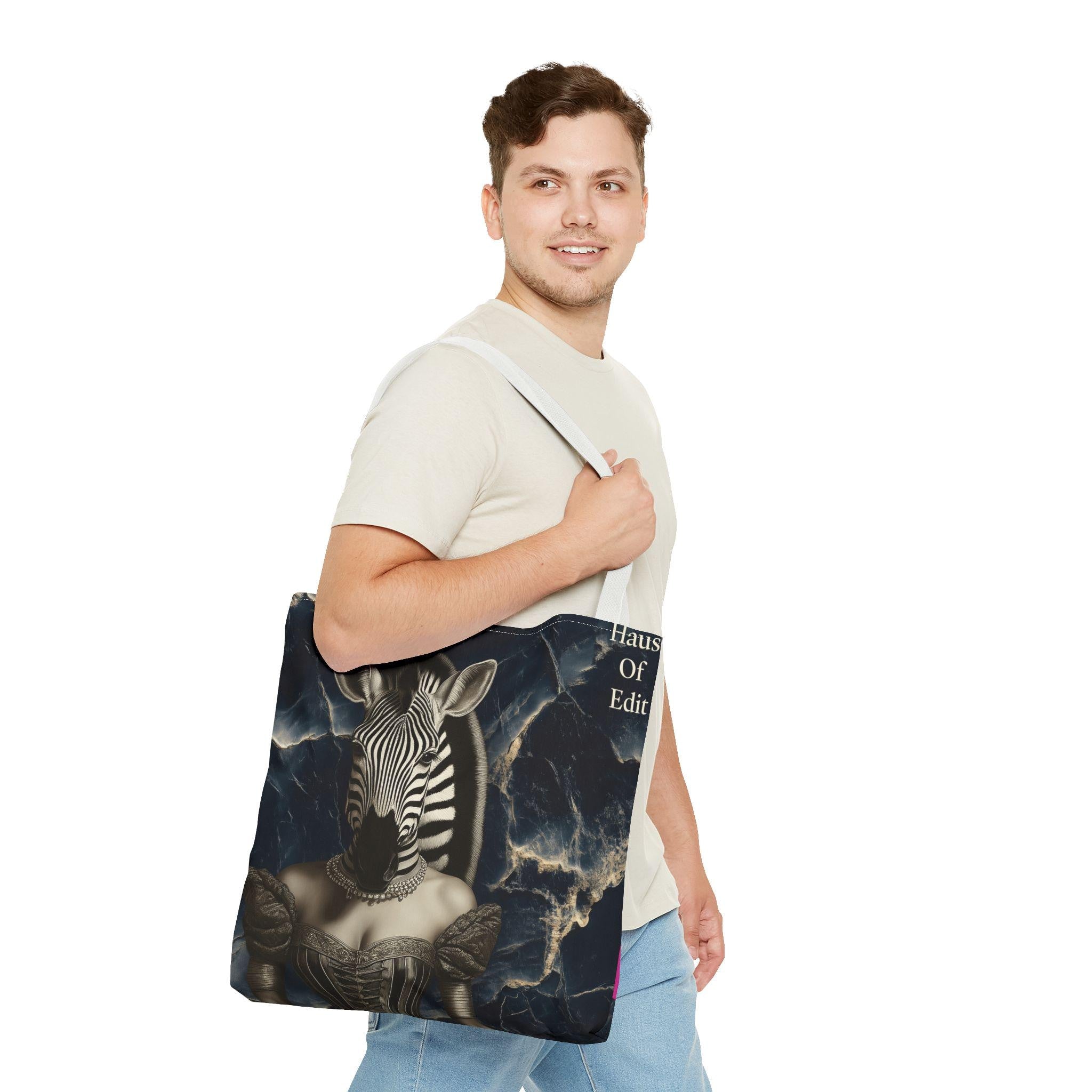 Zebra Woman Tote Bag, Black and White Shopping Tote, Stylish Eco-Friendly Shoulder Bag, Fashion Print Handbag, Unique Gift for Her, African
