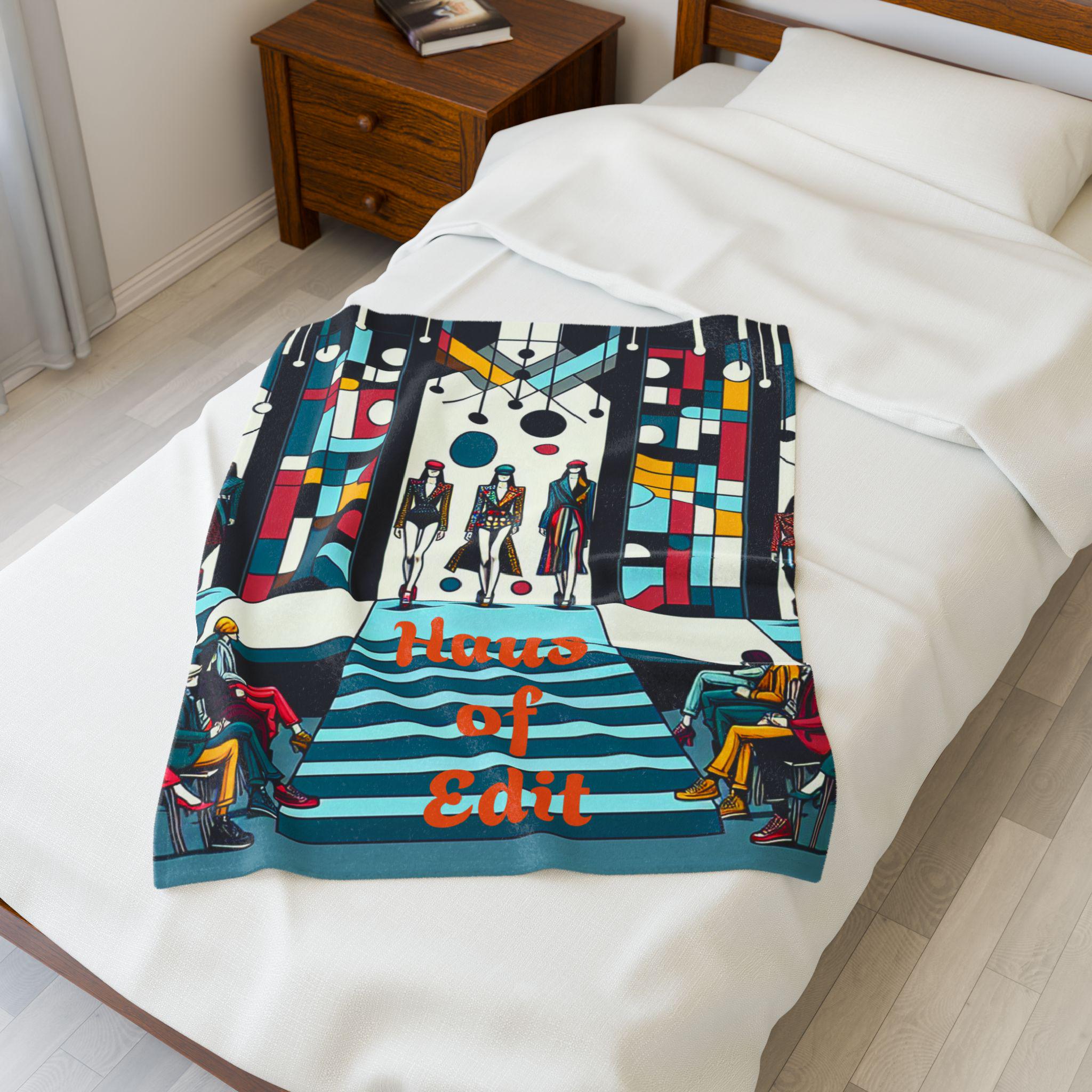 Velveteen Throw Blanket - Fashion Runway Pop Art Design by Haus of Edit