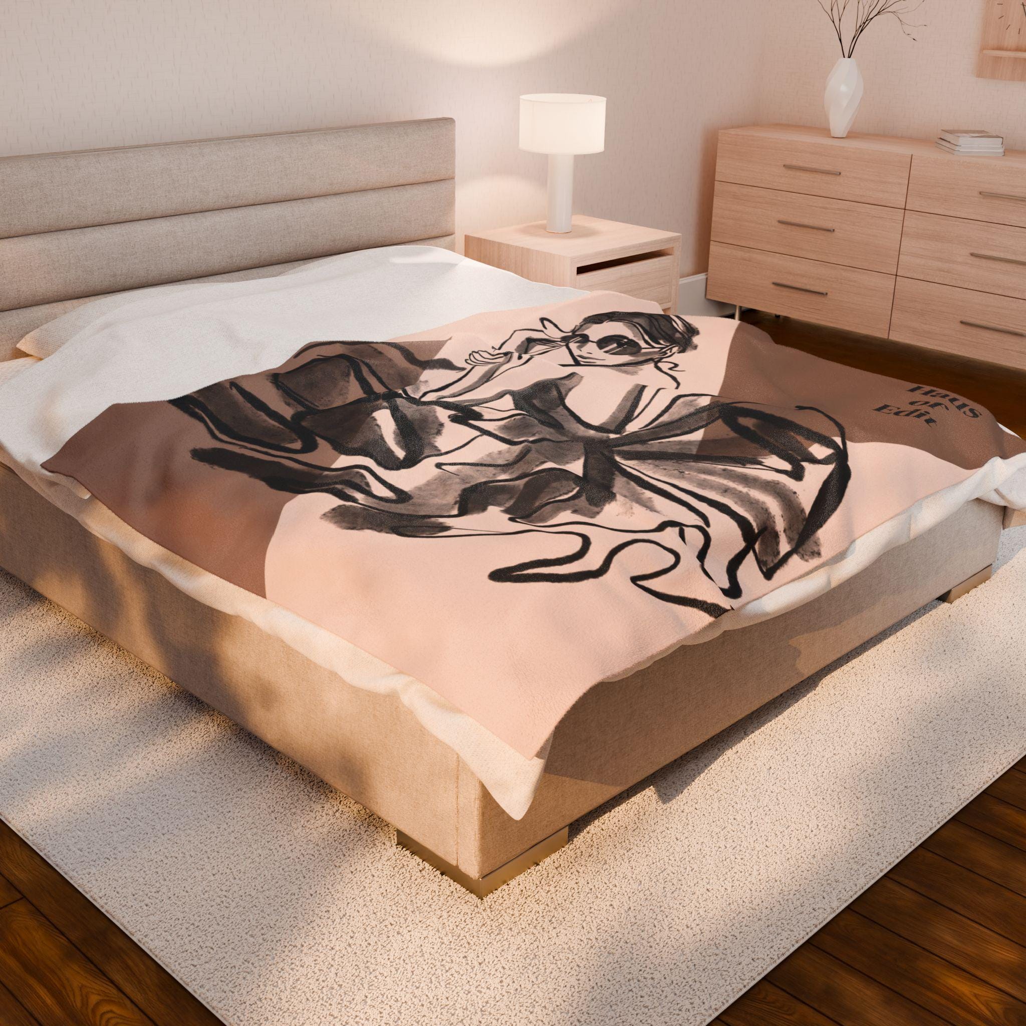 Velveteen Throw Blanket - Fashion Runway Pop Art Design by Haus of Edit