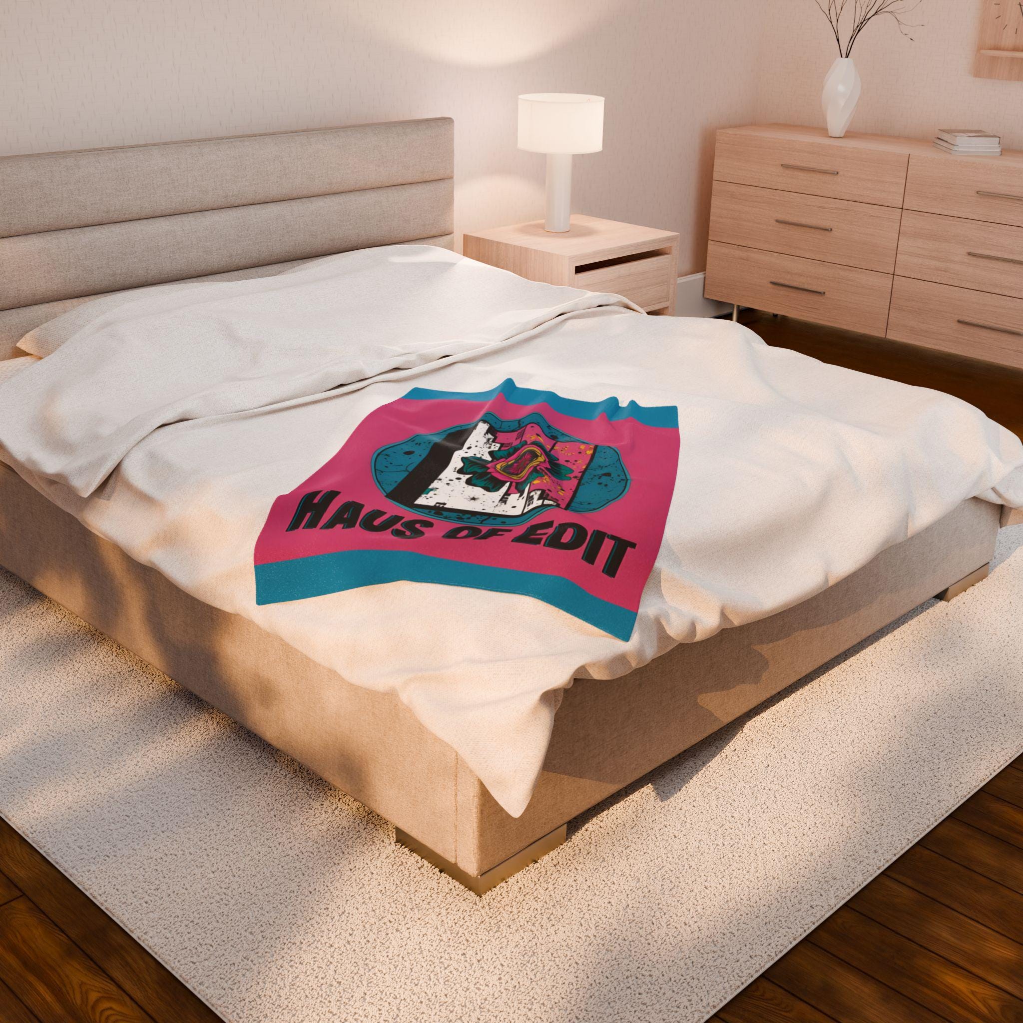 Velveteen Throw Blanket - Fashion Runway Pop Art Design by Haus of Edit