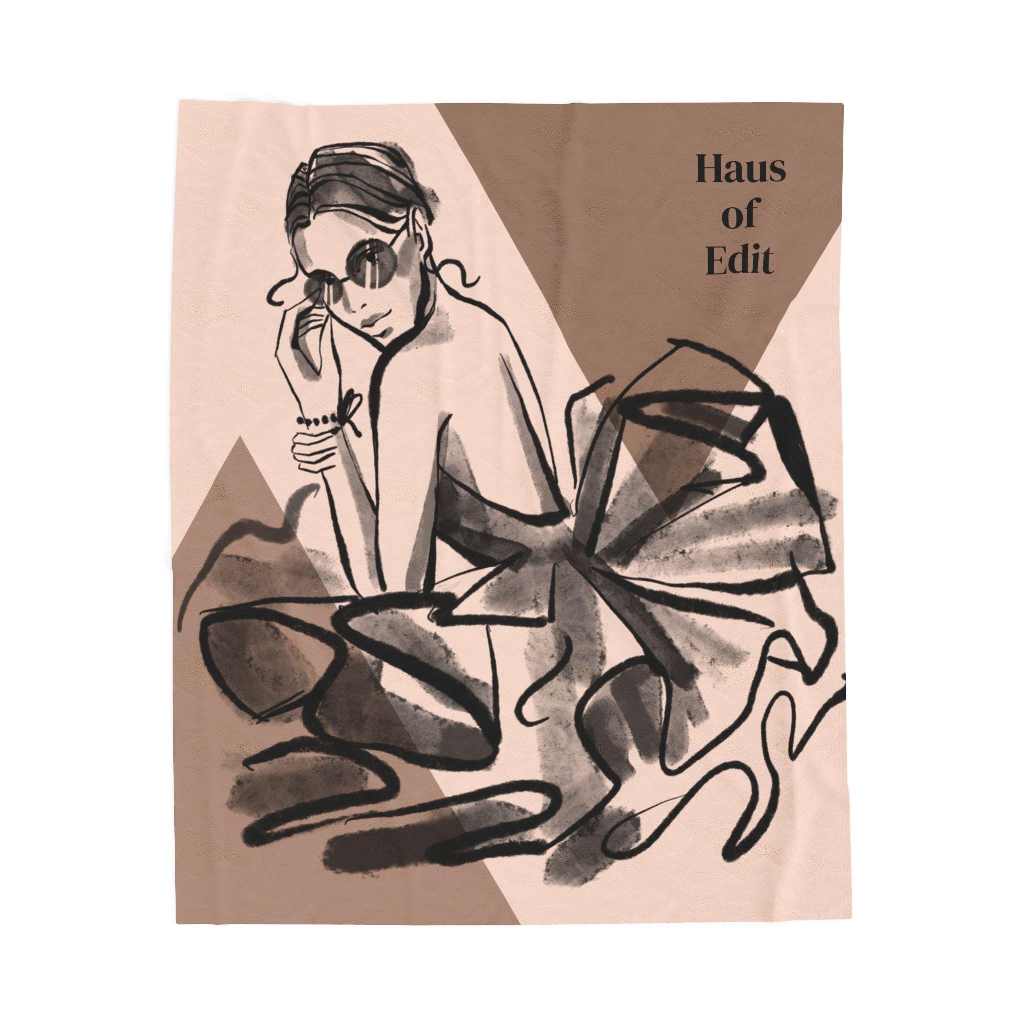 Velveteen Throw Blanket - Fashion Runway Pop Art Design by Haus of Edit