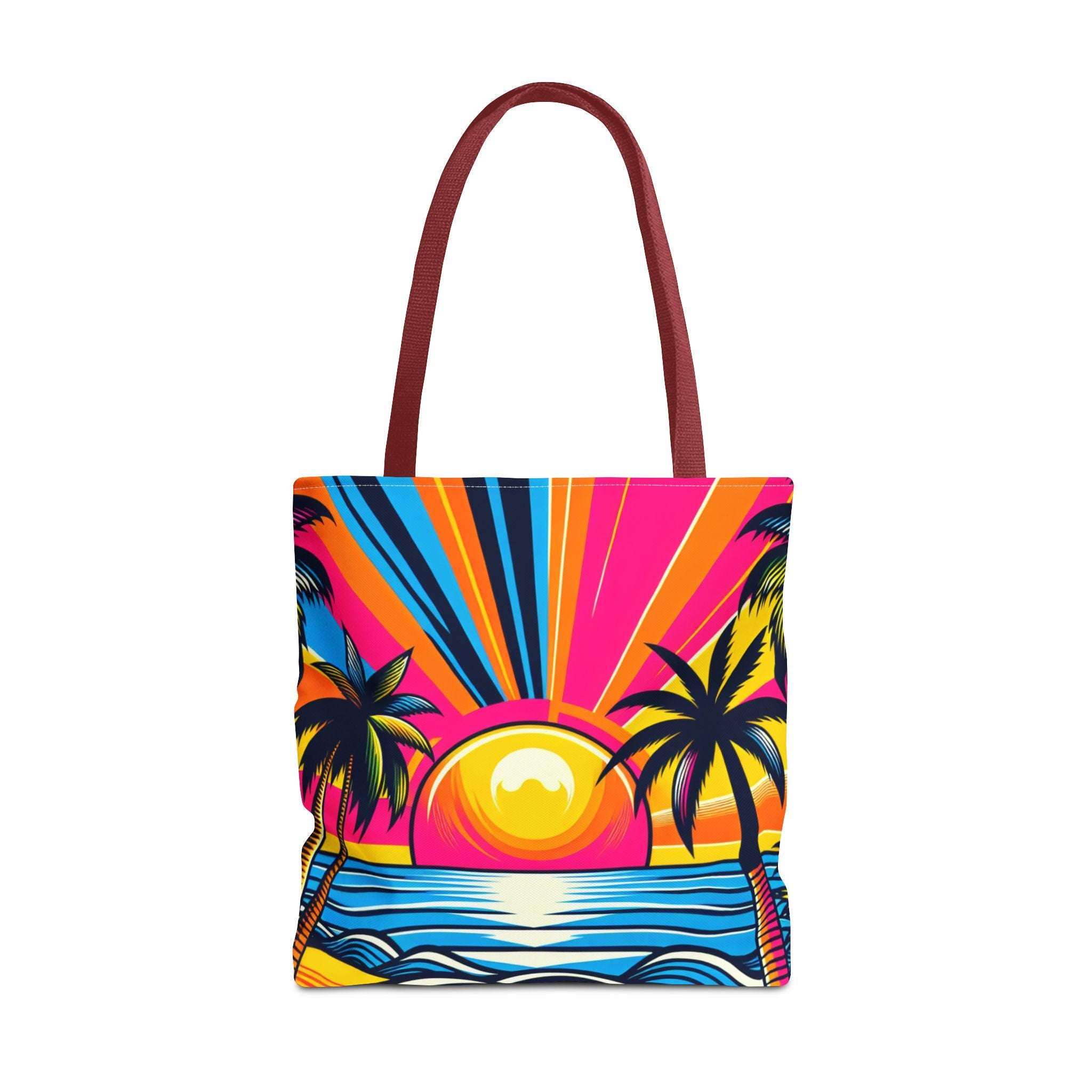 Sunset Beach Tote Bag, Ocean Theme Canvas Bag, Beach Lover Shoulder Bag, Vacation Tote, Coastal Market Bag, Summer Sunset Bag