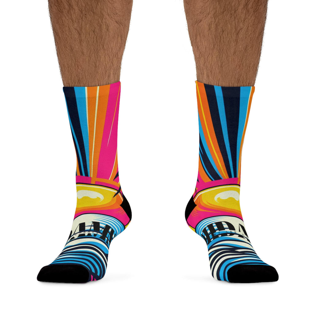 Oh damn! Vibrant Tropical Recycled Poly Socks, Eco-Friendly Socks, Funky Casual Wear, Gift for Summer Lovers, Colorful Beach Vibes
