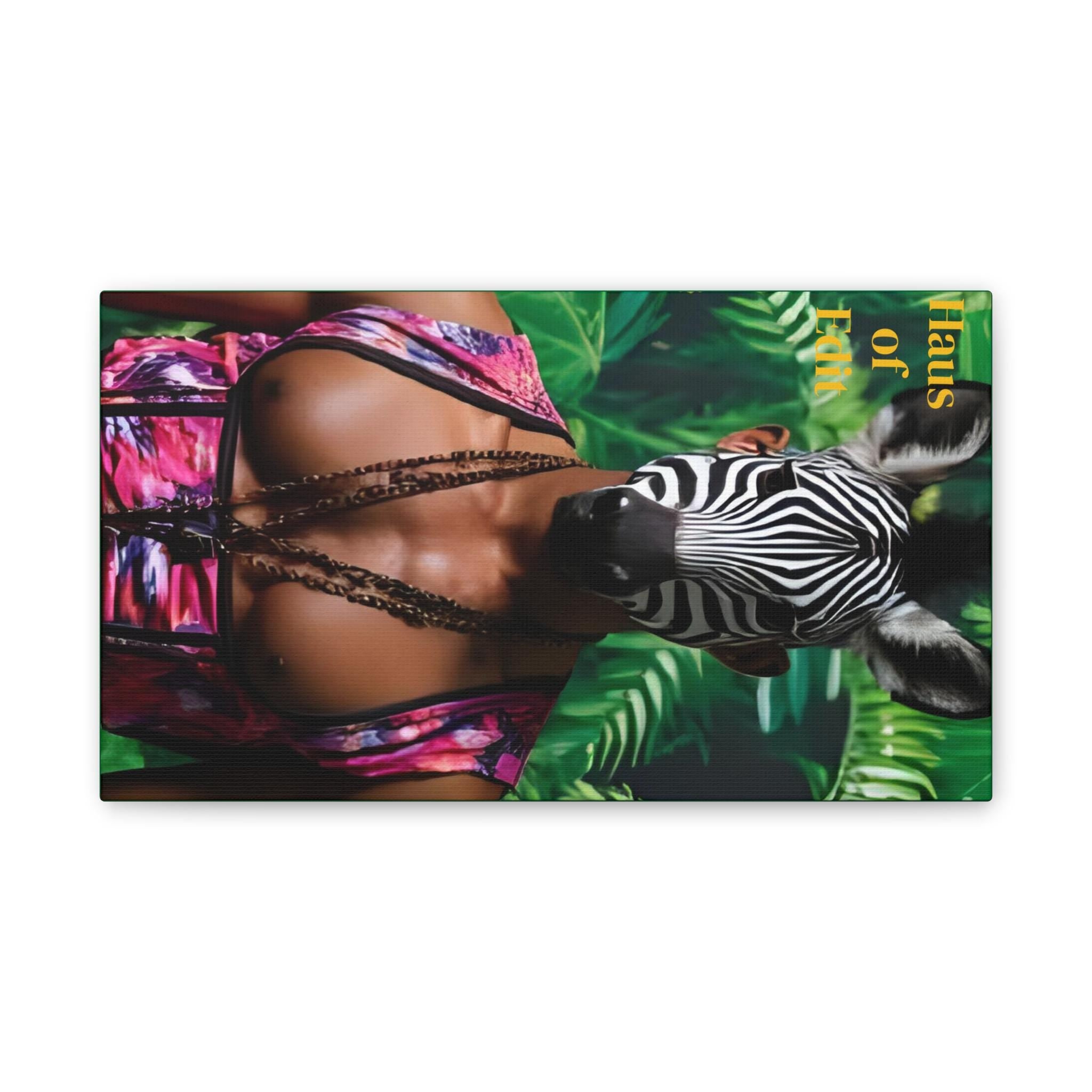 Canvas Wall Art - LGBT Friendly Zebra Man with Zebra Head