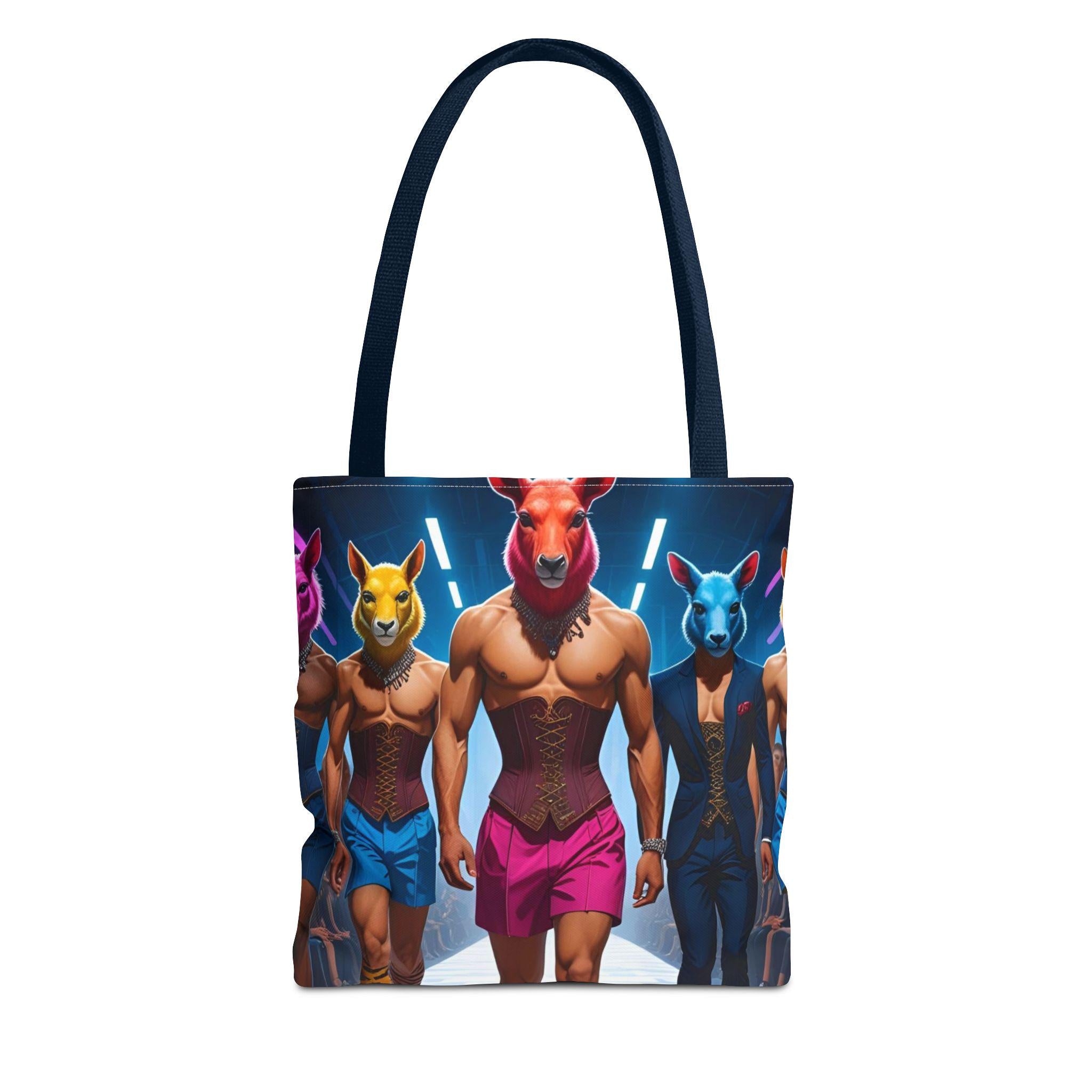 Tote Bag - Males on Runway in Corsets with Animal Heads Design