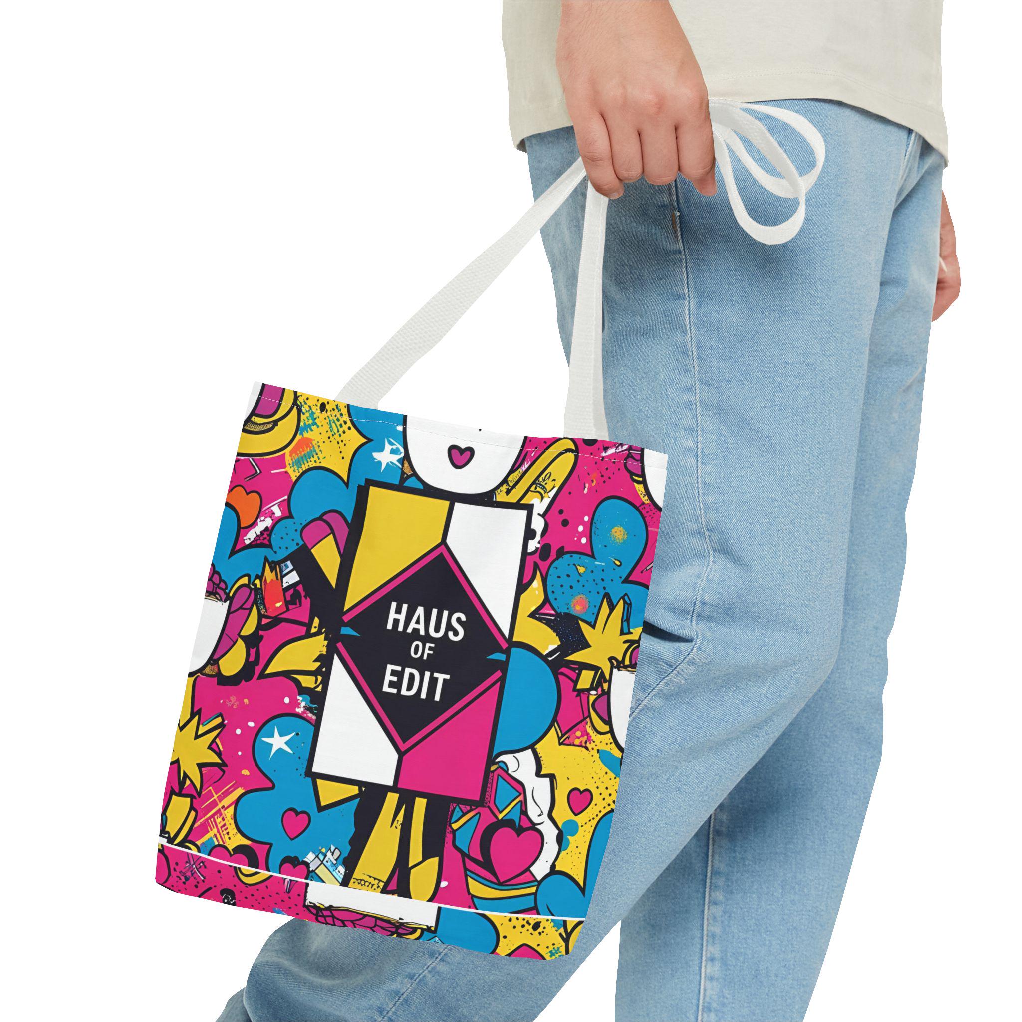 Colorful Graphic Tote Bag, Stylish Shopping Bag, Art Supply Bag, Personalized Gift, Trendy Carry-All