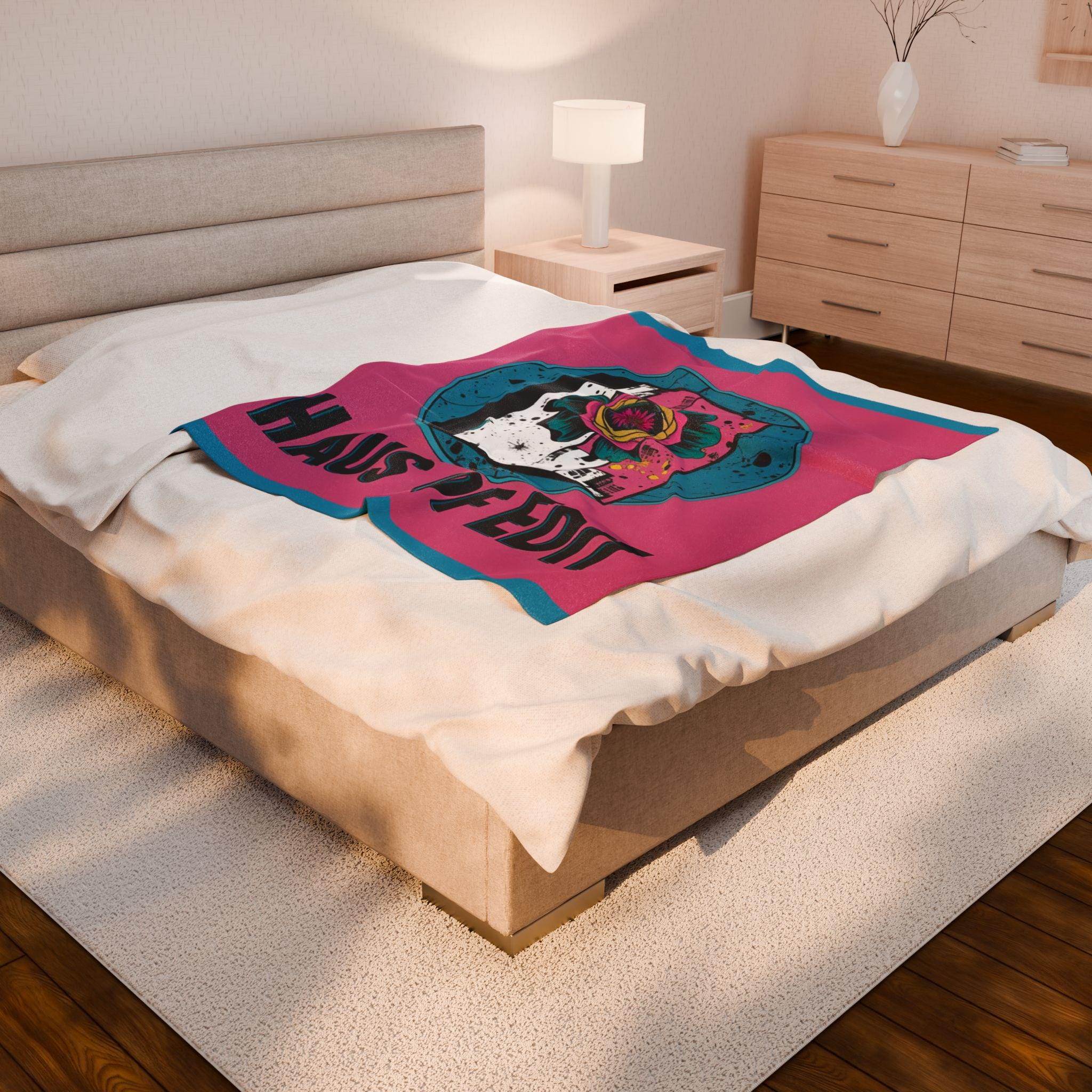Velveteen Throw Blanket - Fashion Runway Pop Art Design by Haus of Edit