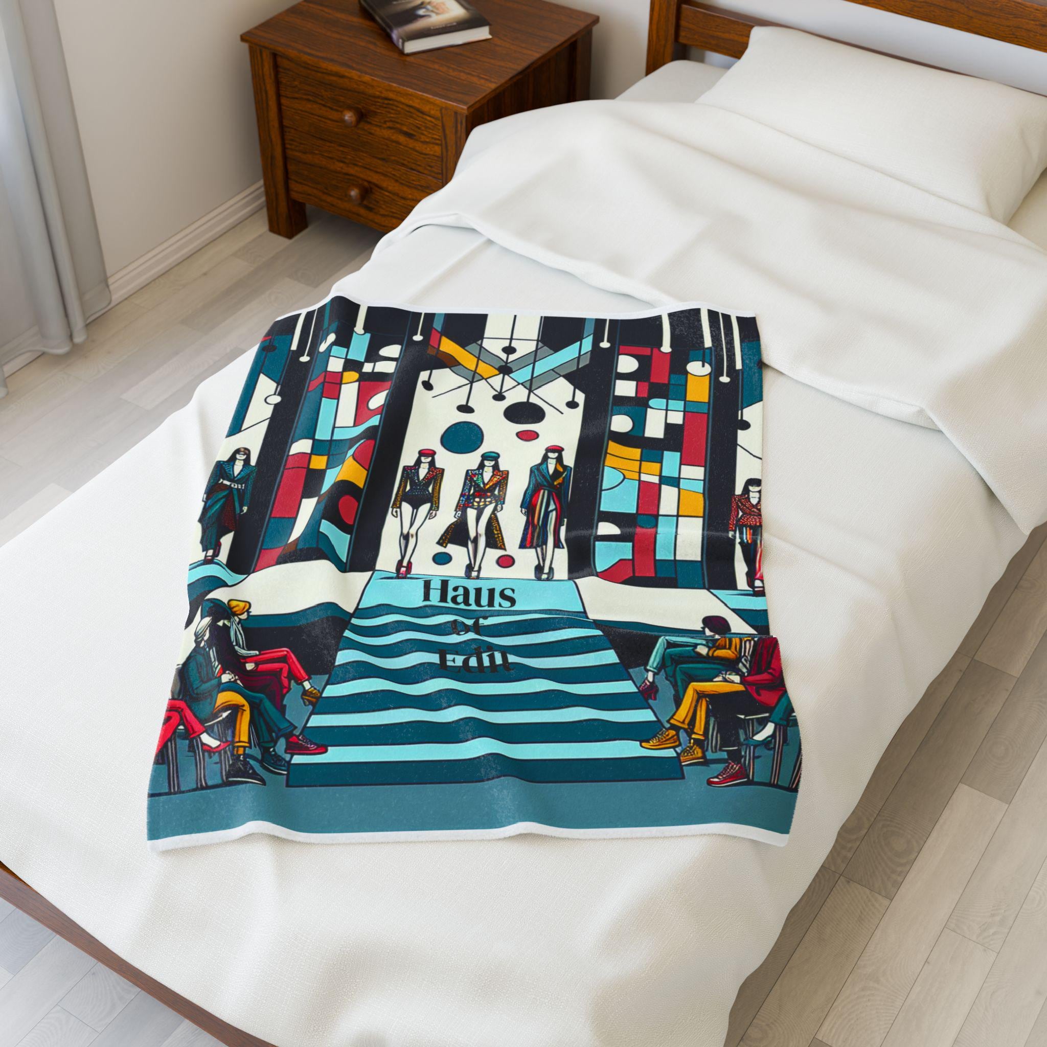 Velveteen Throw Blanket - Fashion Runway Pop Art Design by Haus of Edit