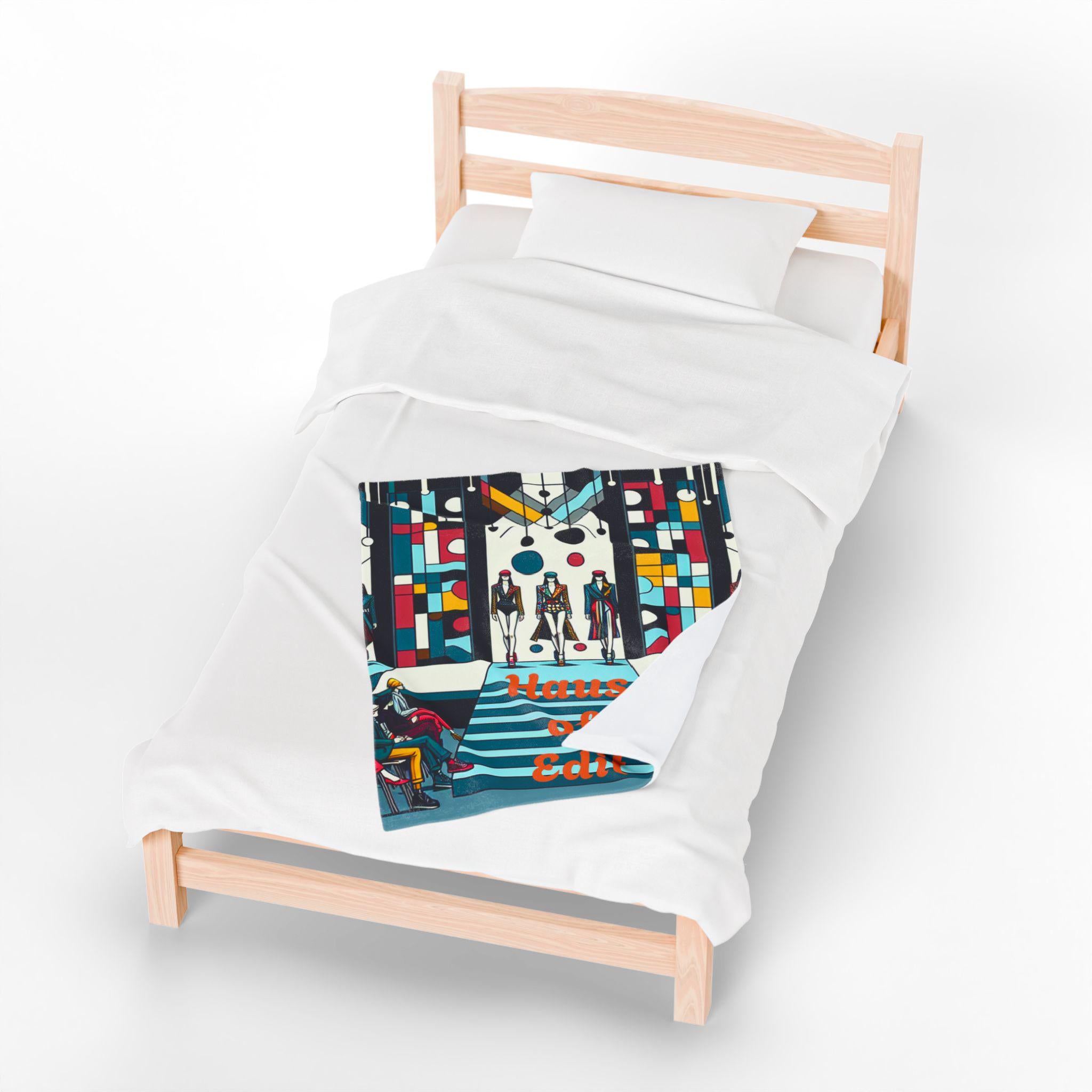 Velveteen Throw Blanket - Fashion Runway Pop Art Design by Haus of Edit