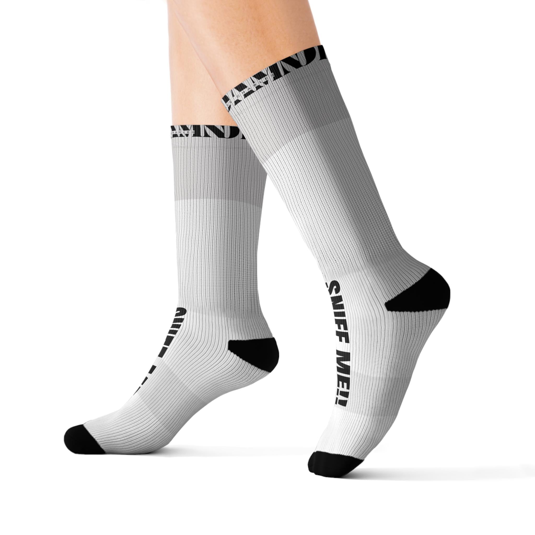 Gay Fetish Sublimation Socks, LGBT Pride Socks for Sock Lovers and Sniffers, OHDAMN by Lee Charles