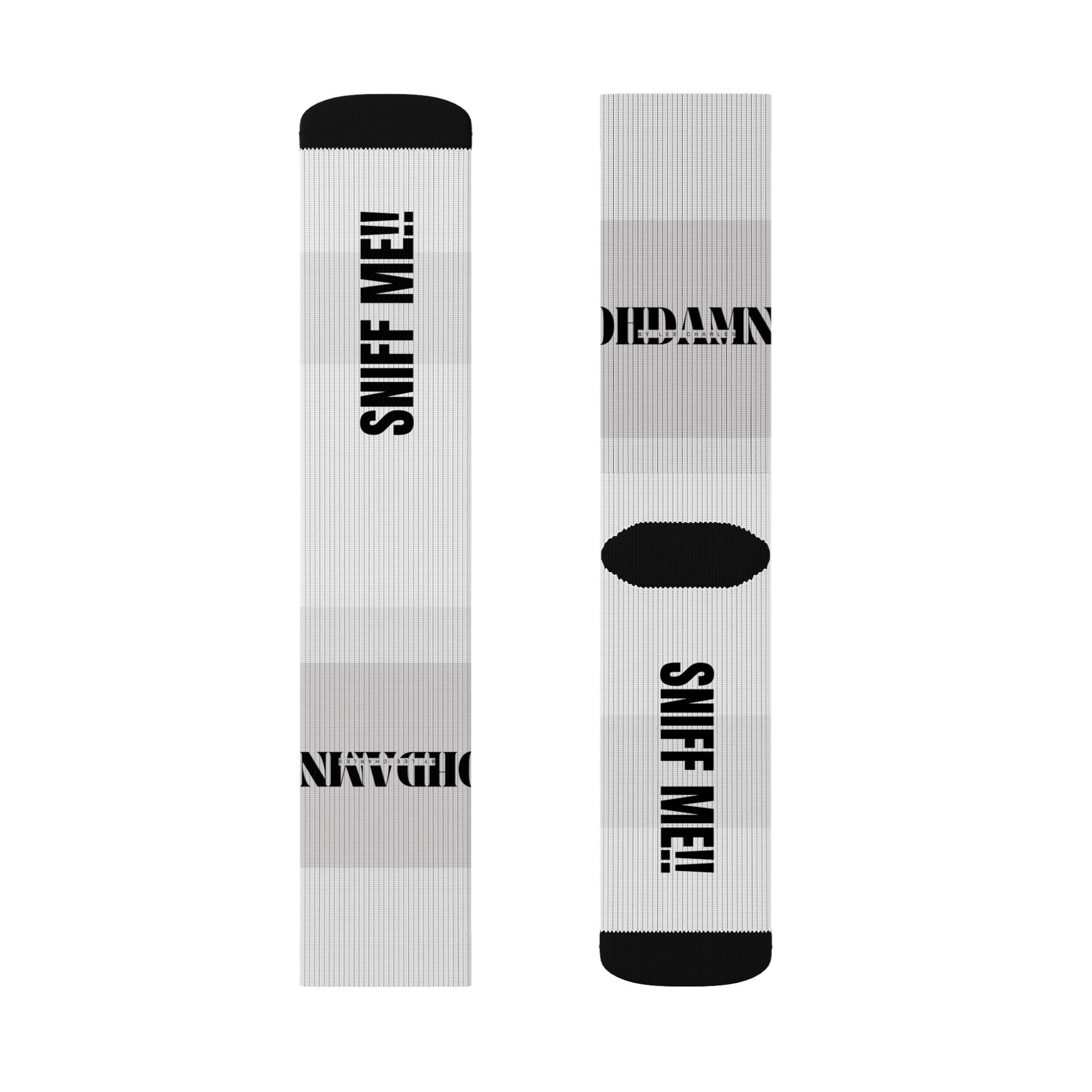 Gay Fetish Sublimation Socks, LGBT Pride Socks for Sock Lovers and Sniffers, OHDAMN by Lee Charles