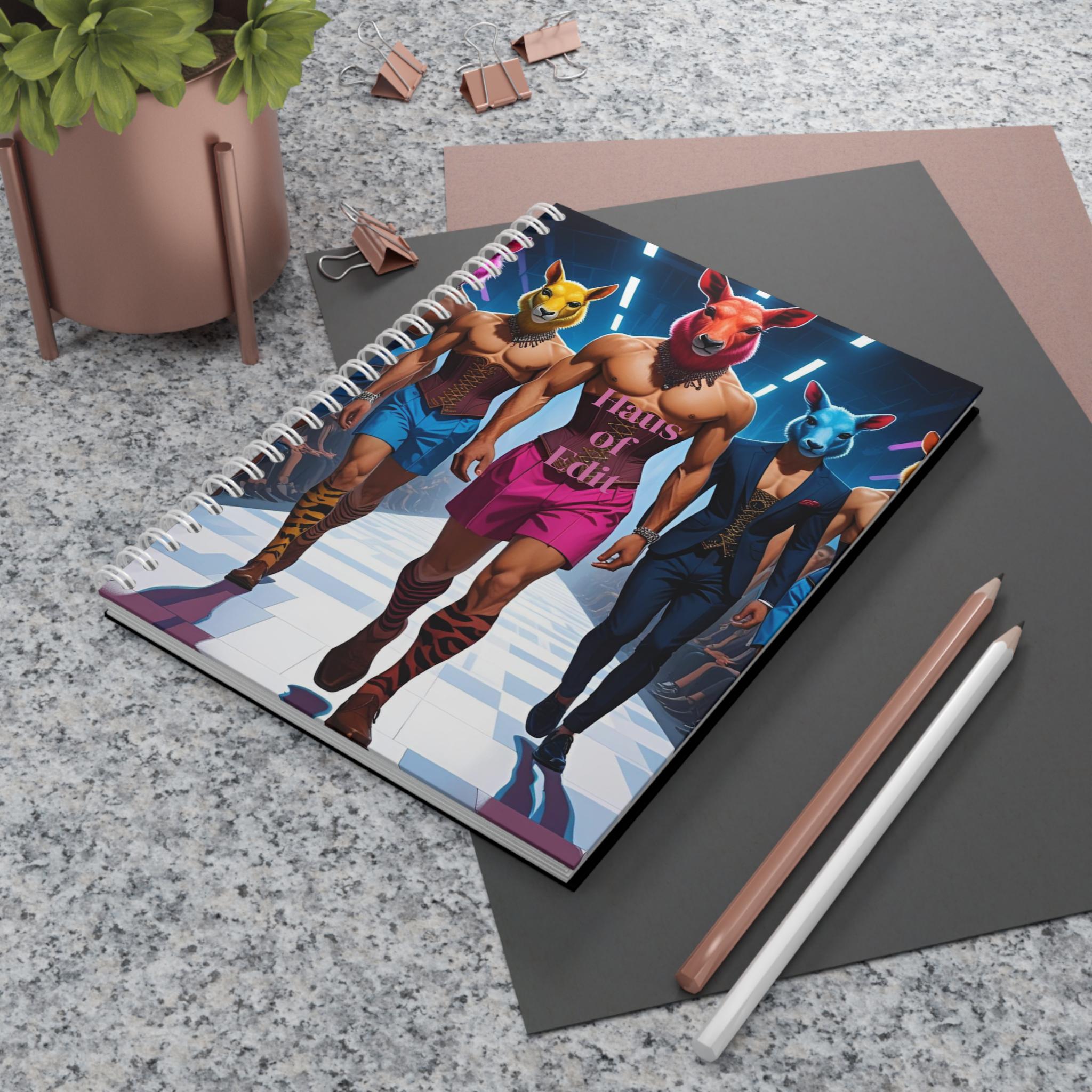 Fashionable Journal Notebook, Sketchbook, Diary - Runway Male Models with Animal Heads Design, Unique Stationery, Writing Book, Notepad,
