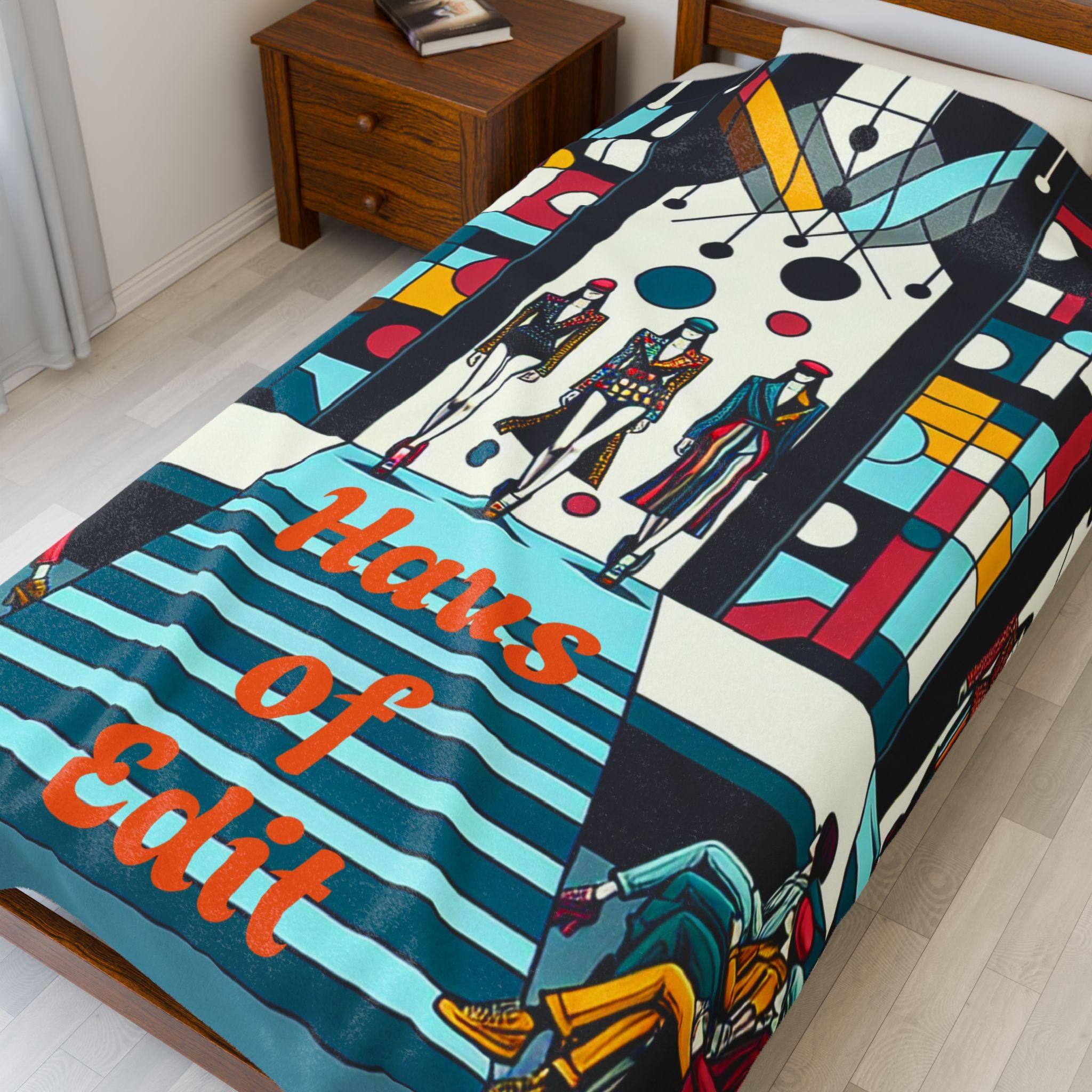 Velveteen Throw Blanket - Fashion Runway Pop Art Design by Haus of Edit