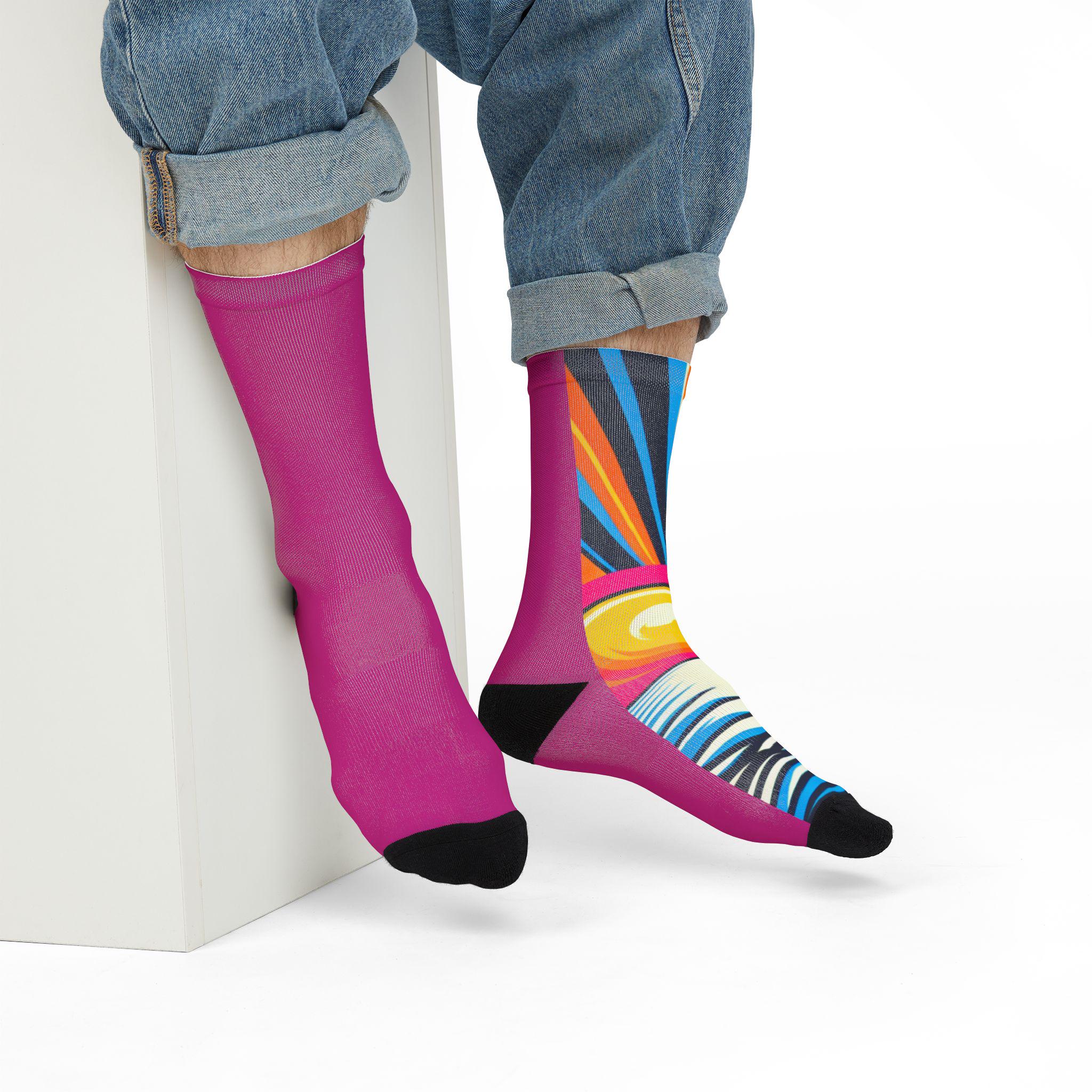 Vibrant Sunset Sublimation Crew Socks | Fun, Colorful Gift for Summer, Trendy Fashion, Beach Vibes, Cozy Comfort