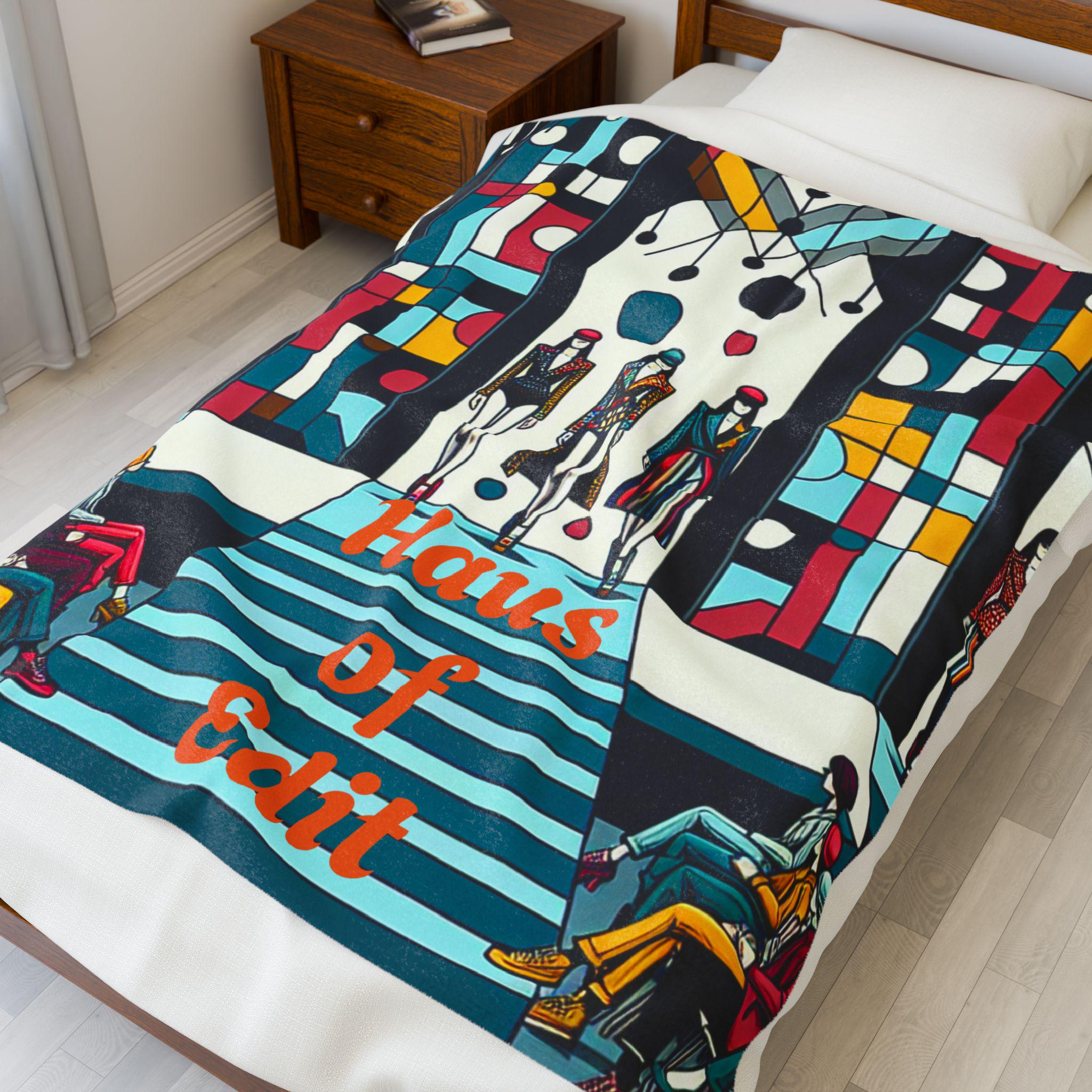 Velveteen Throw Blanket - Fashion Runway Pop Art Design by Haus of Edit