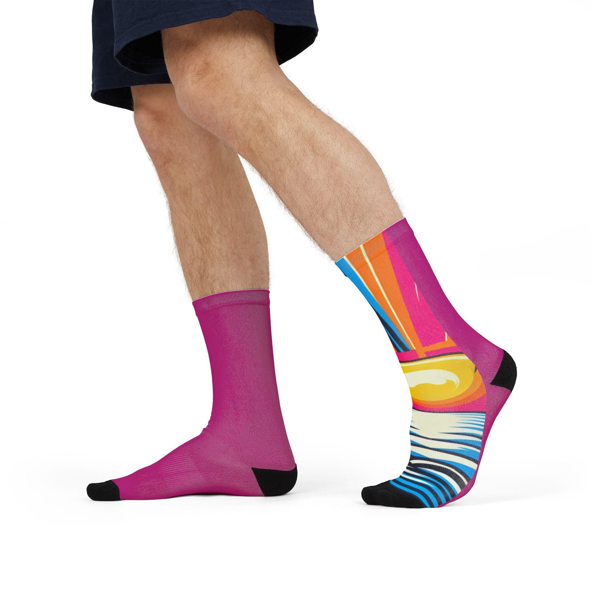 Vibrant Sunset Sublimation Crew Socks | Fun, Colorful Gift for Summer, Trendy Fashion, Beach Vibes, Cozy Comfort