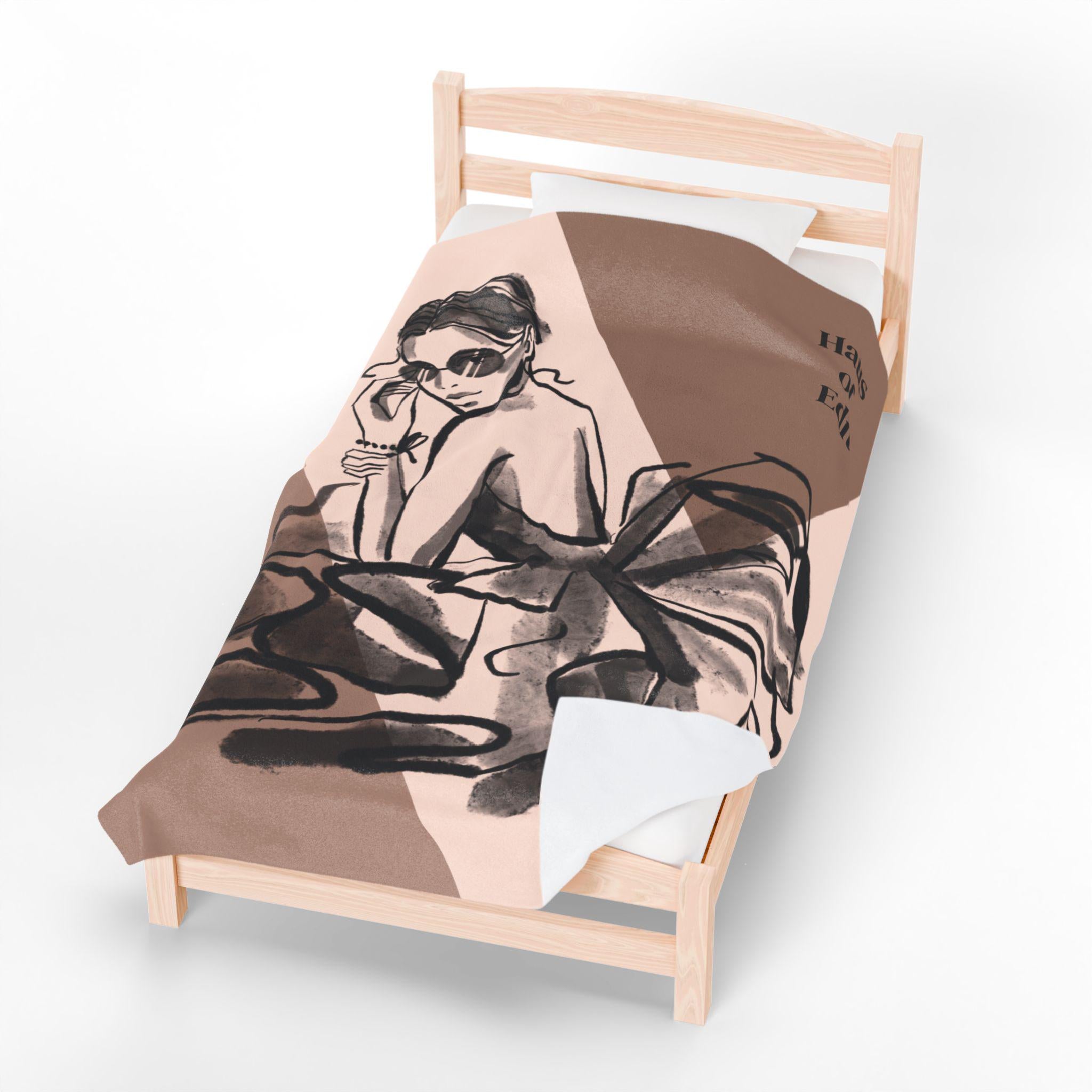 Velveteen Throw Blanket - Fashion Runway Pop Art Design by Haus of Edit