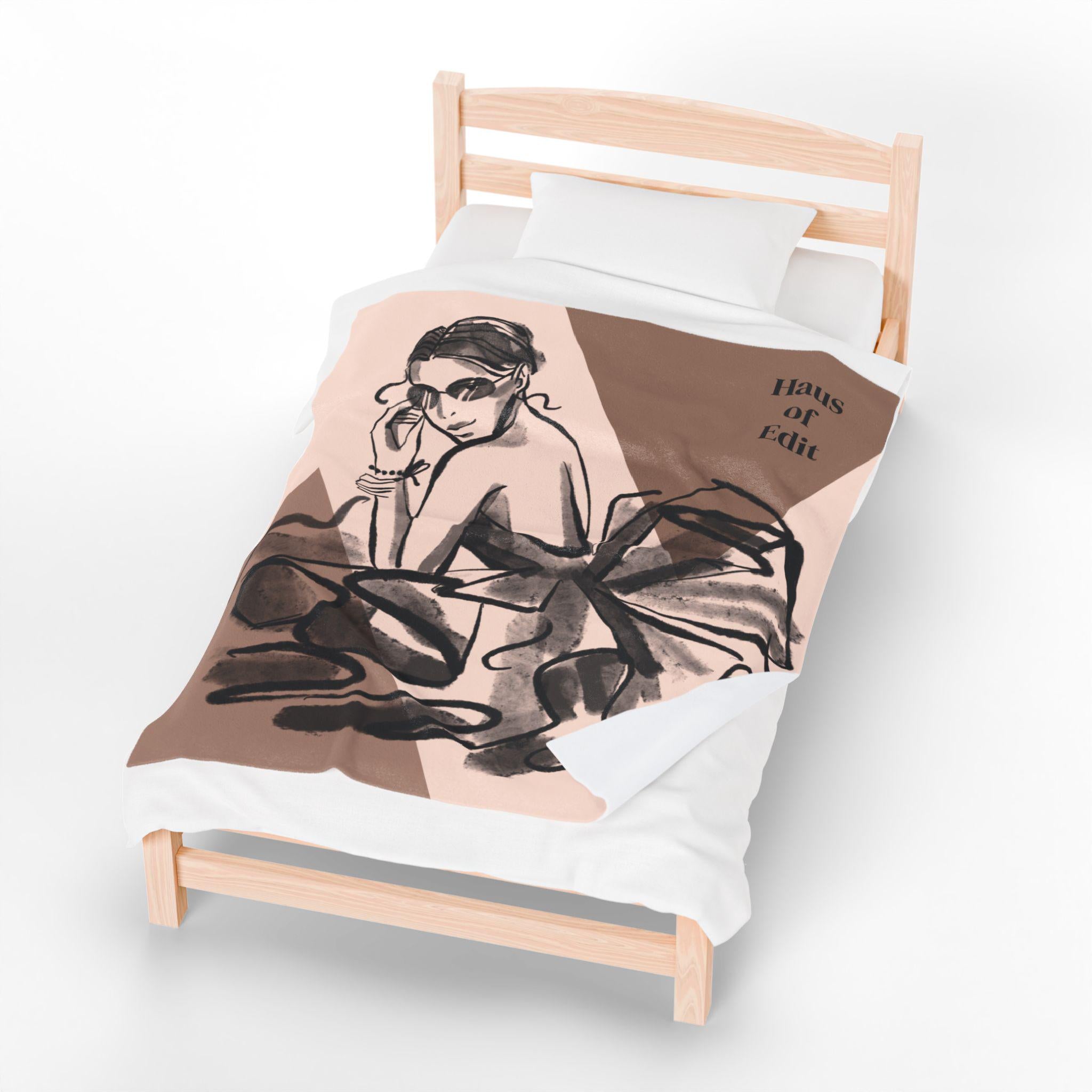 Velveteen Throw Blanket - Fashion Runway Pop Art Design by Haus of Edit