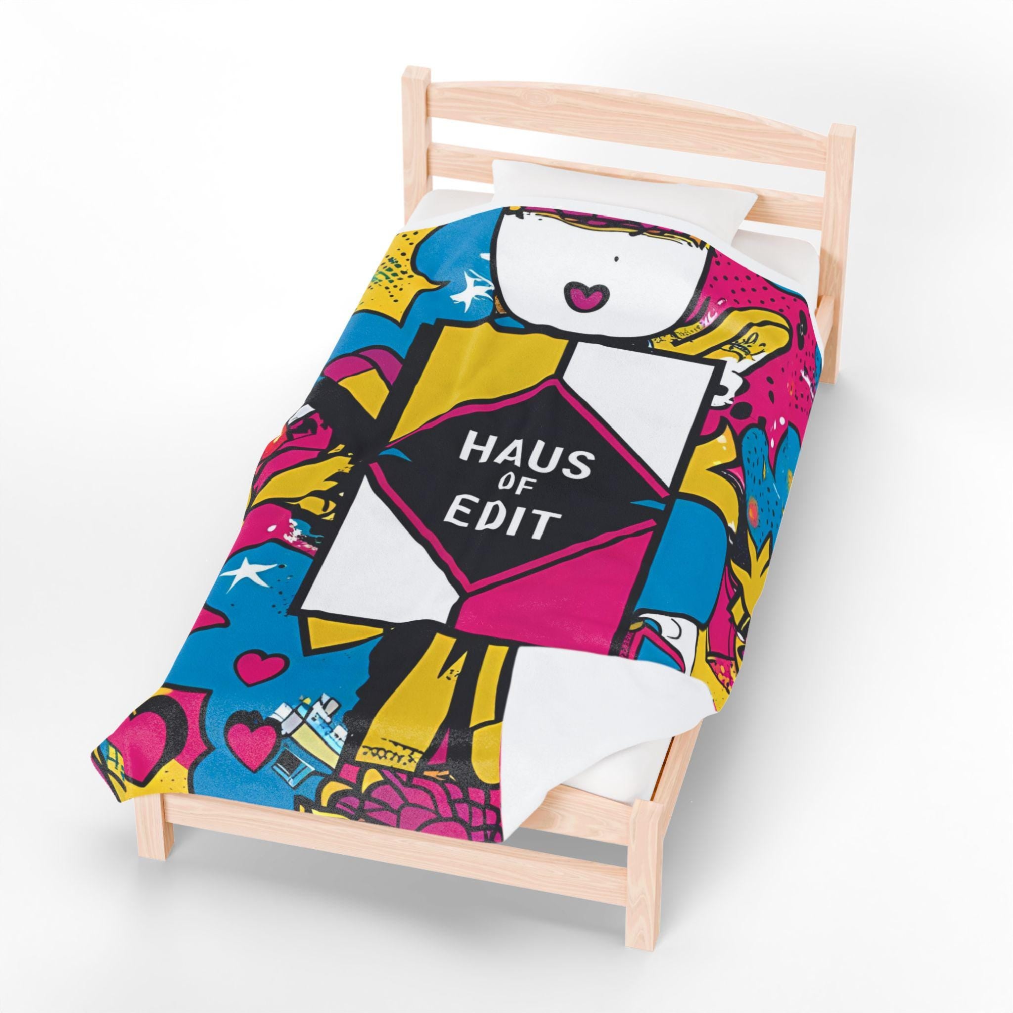 Velveteen Throw Blanket - Fashion Runway Pop Art Design by Haus of Edit