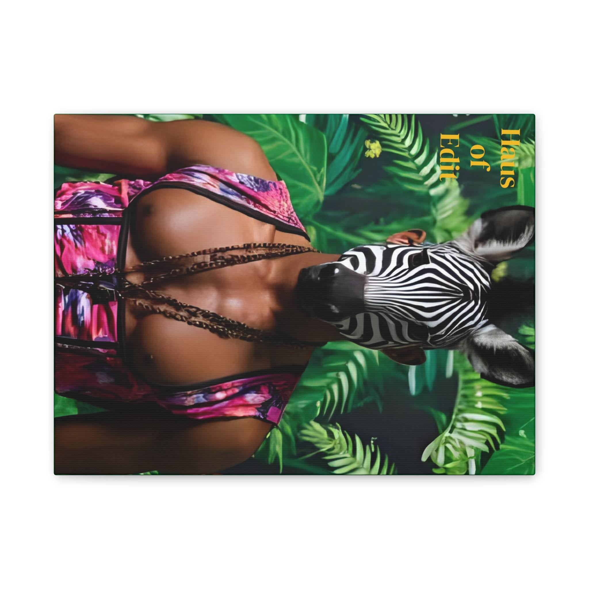 Canvas Wall Art - LGBT Friendly Zebra Man with Zebra Head
