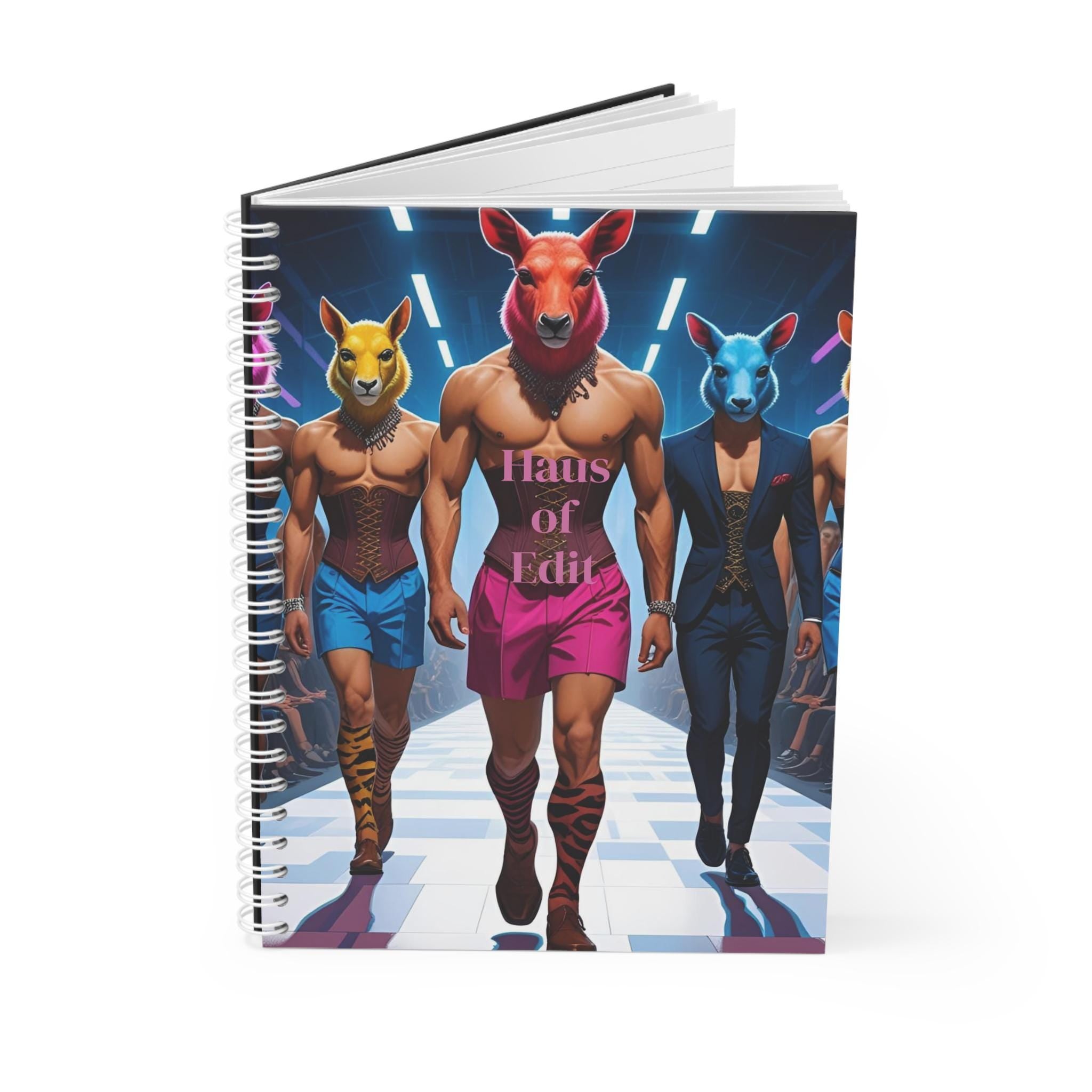 Fashionable Journal Notebook, Sketchbook, Diary - Runway Male Models with Animal Heads Design, Unique Stationery, Writing Book, Notepad,