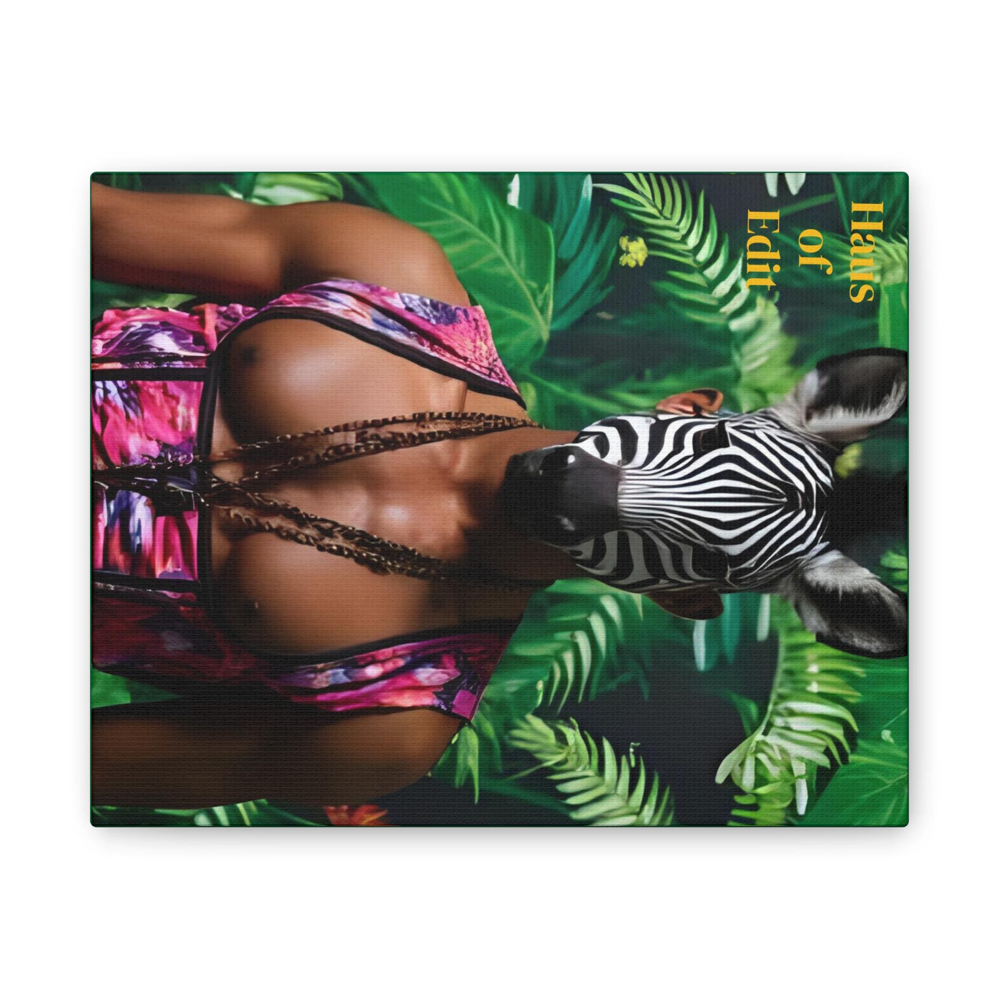 Canvas Wall Art - LGBT Friendly Zebra Man with Zebra Head
