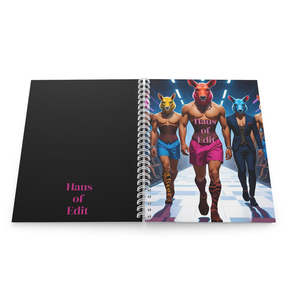 Fashionable Journal Notebook, Sketchbook, Diary - Runway Male Models with Animal Heads Design, Unique Stationery, Writing Book, Notepad,