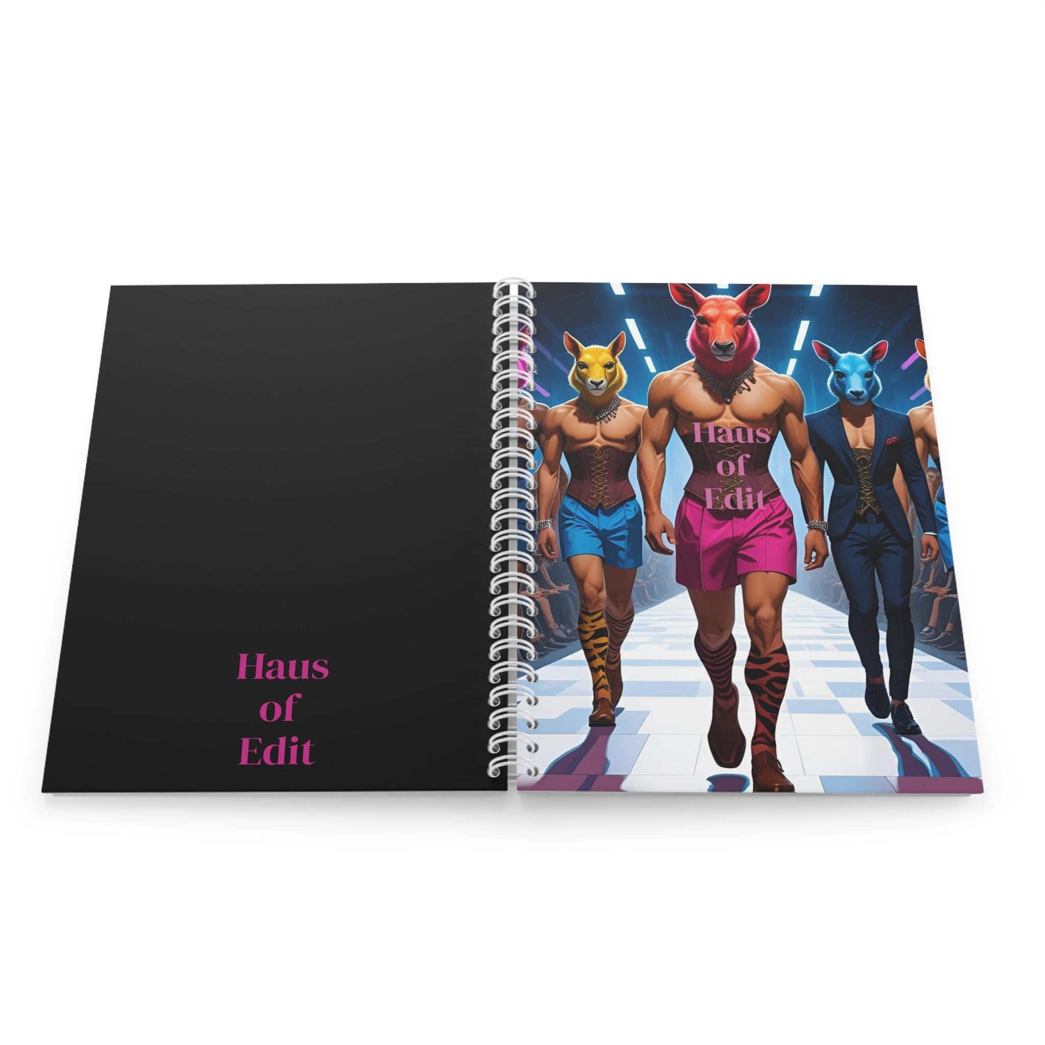 Fashionable Journal Notebook, Sketchbook, Diary - Runway Male Models with Animal Heads Design, Unique Stationery, Writing Book, Notepad,