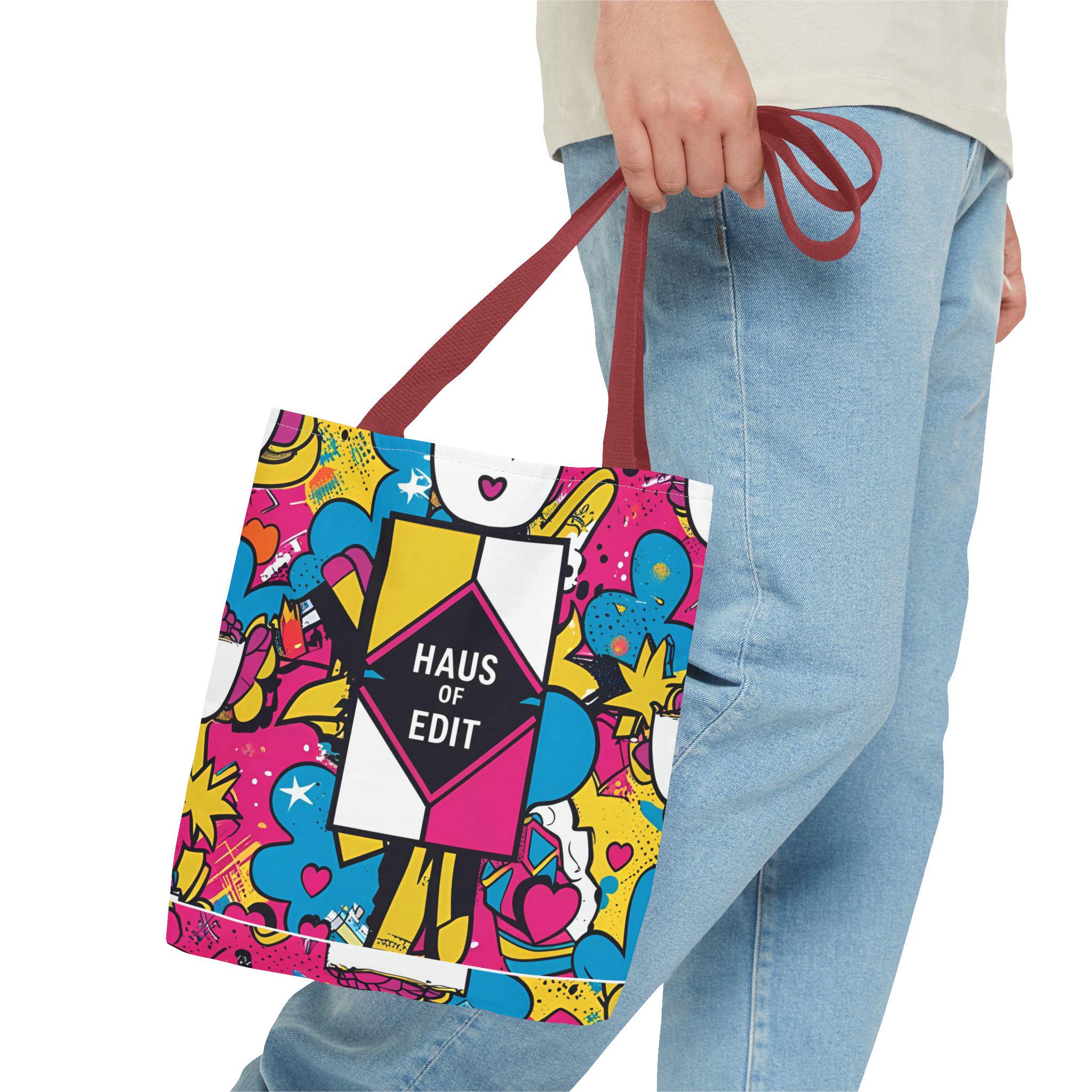 Colorful Graphic Tote Bag, Stylish Shopping Bag, Art Supply Bag, Personalized Gift, Trendy Carry-All