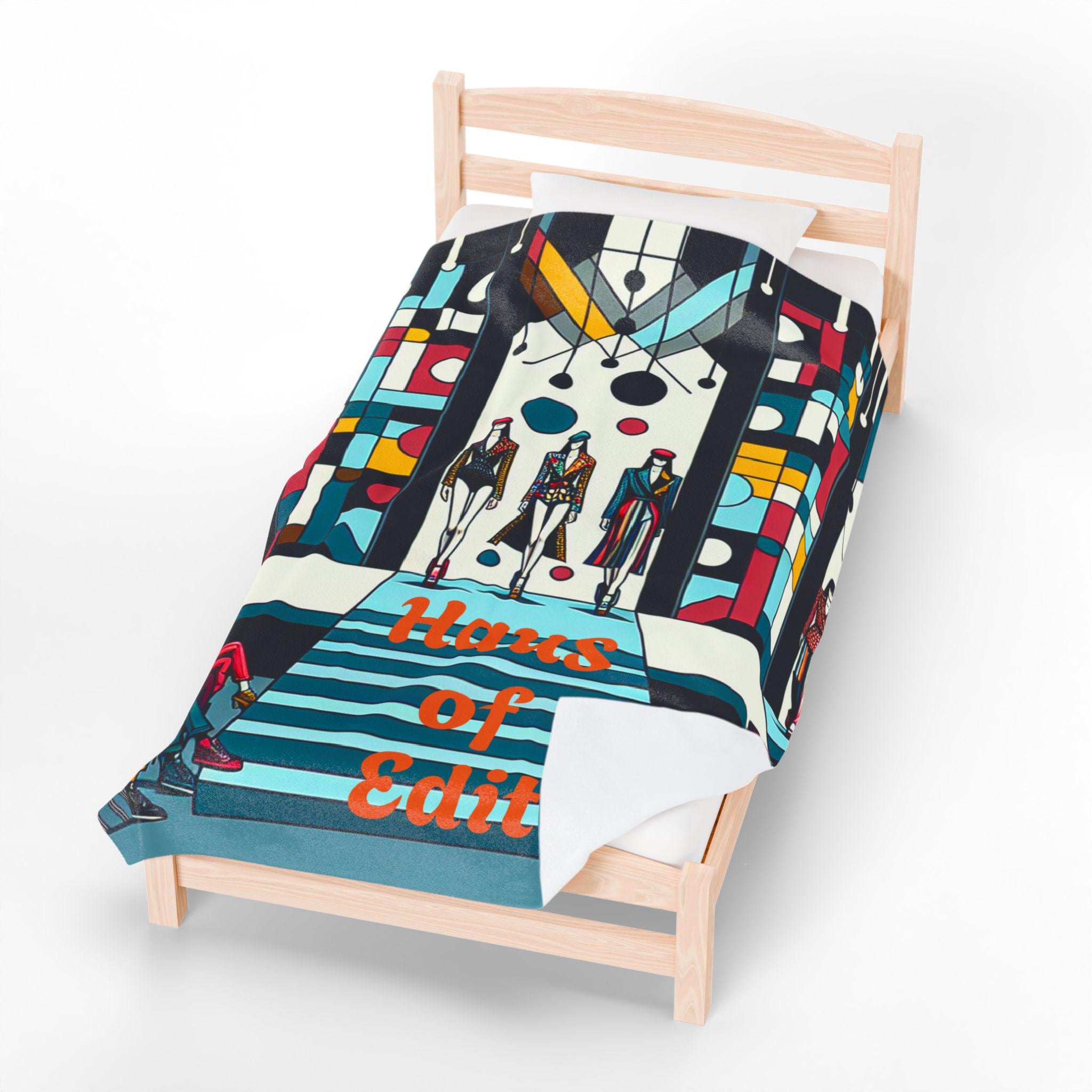 Velveteen Throw Blanket - Fashion Runway Pop Art Design by Haus of Edit