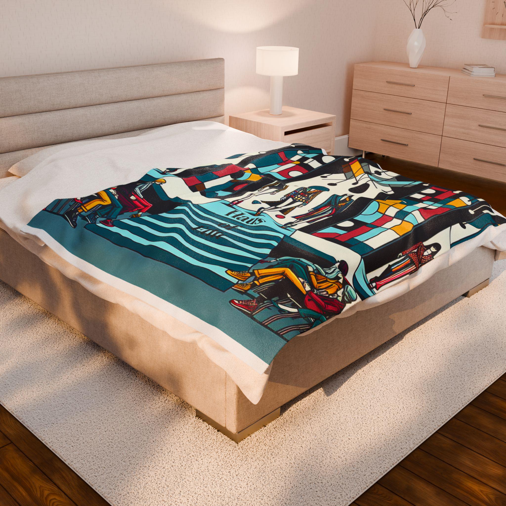Velveteen Throw Blanket - Fashion Runway Pop Art Design by Haus of Edit