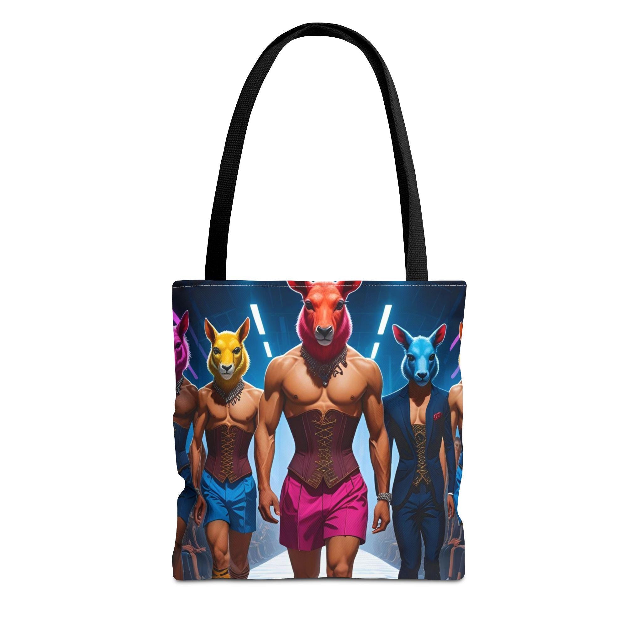 Tote Bag - Males on Runway in Corsets with Animal Heads Design