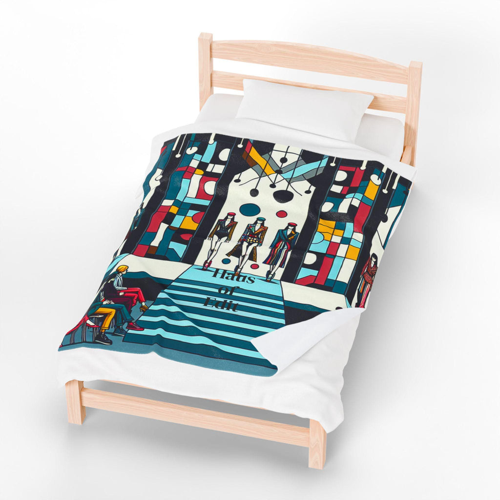 Velveteen Throw Blanket - Fashion Runway Pop Art Design by Haus of Edit
