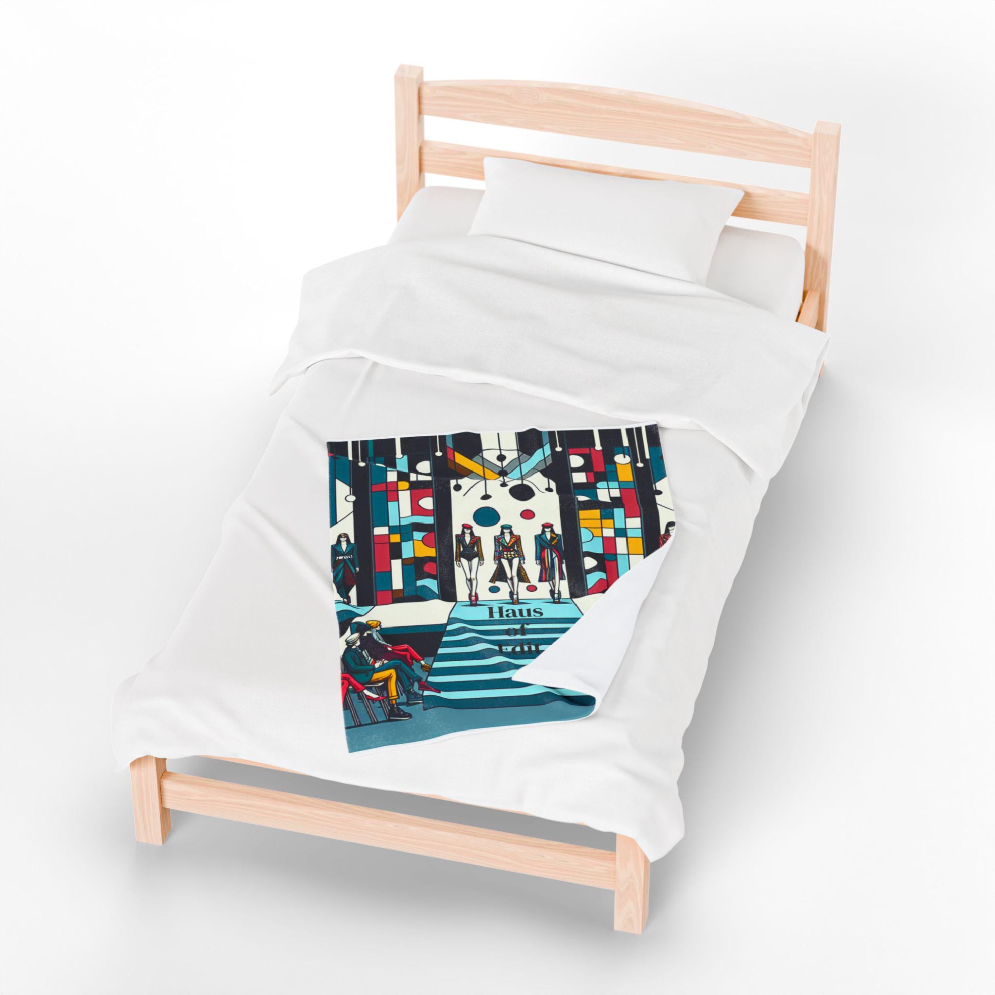 Velveteen Throw Blanket - Fashion Runway Pop Art Design by Haus of Edit