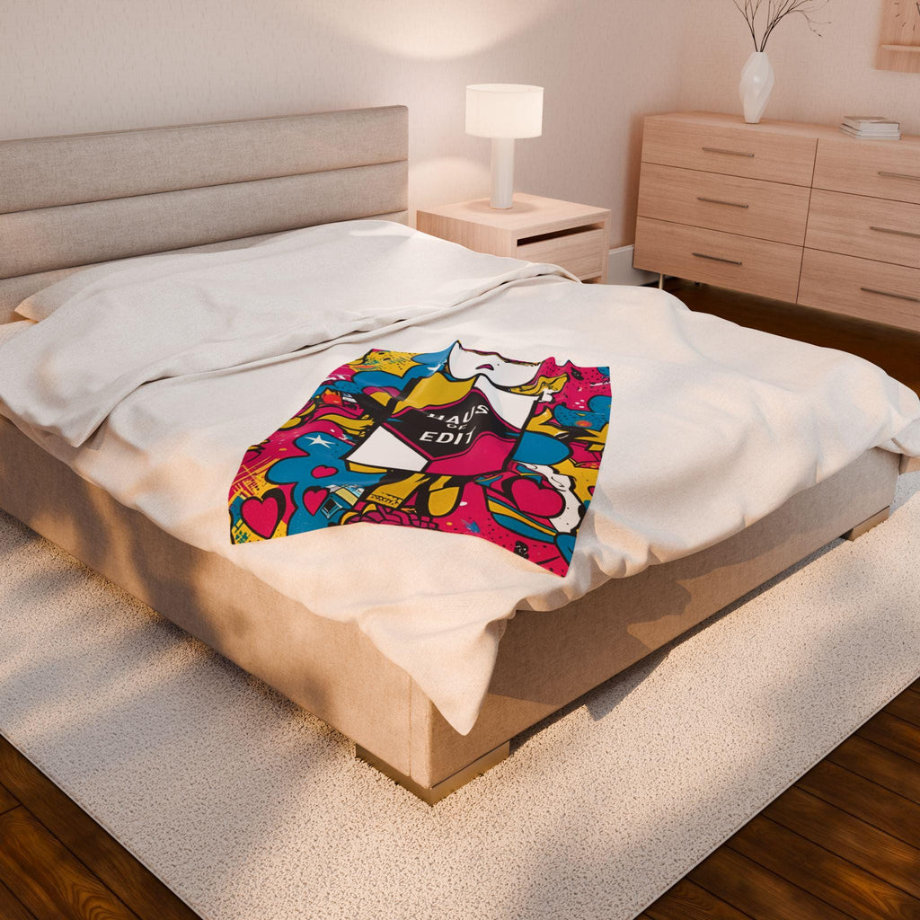 Velveteen Throw Blanket - Fashion Runway Pop Art Design by Haus of Edit