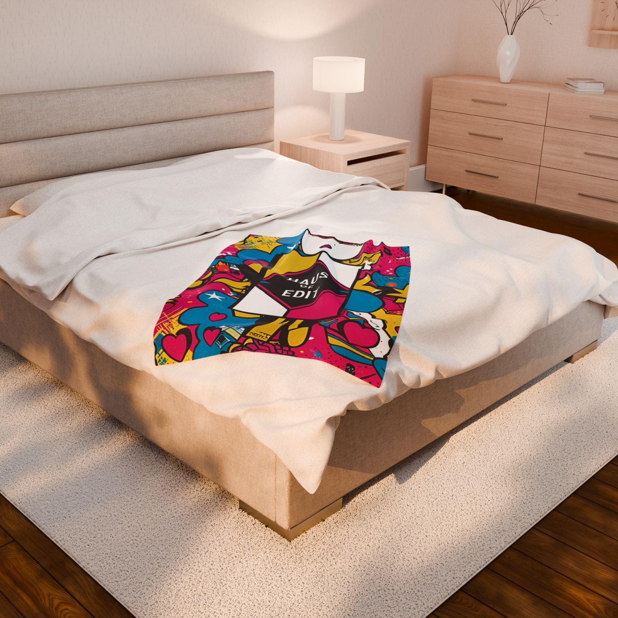 Velveteen Throw Blanket - Fashion Runway Pop Art Design by Haus of Edit
