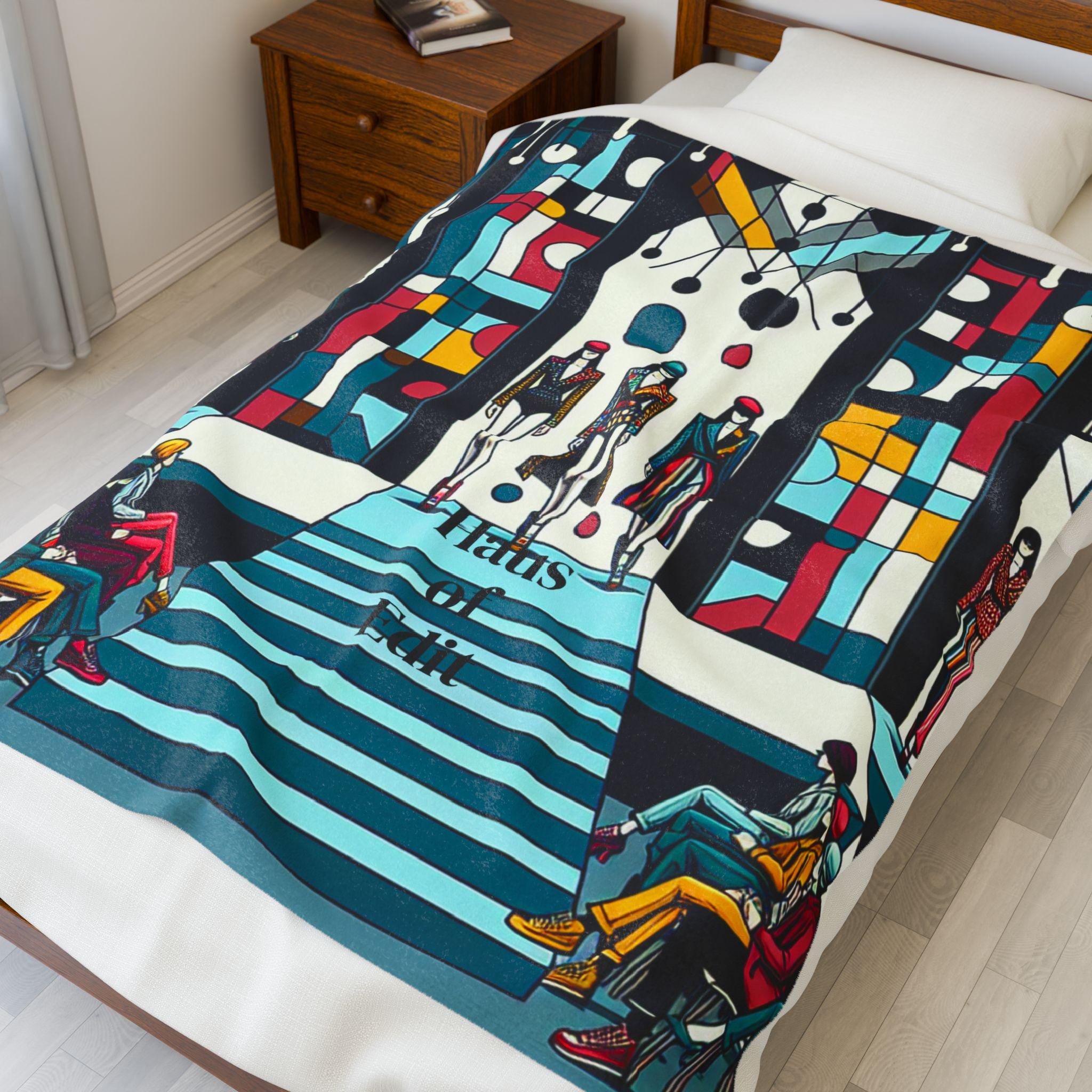 Velveteen Throw Blanket - Fashion Runway Pop Art Design by Haus of Edit