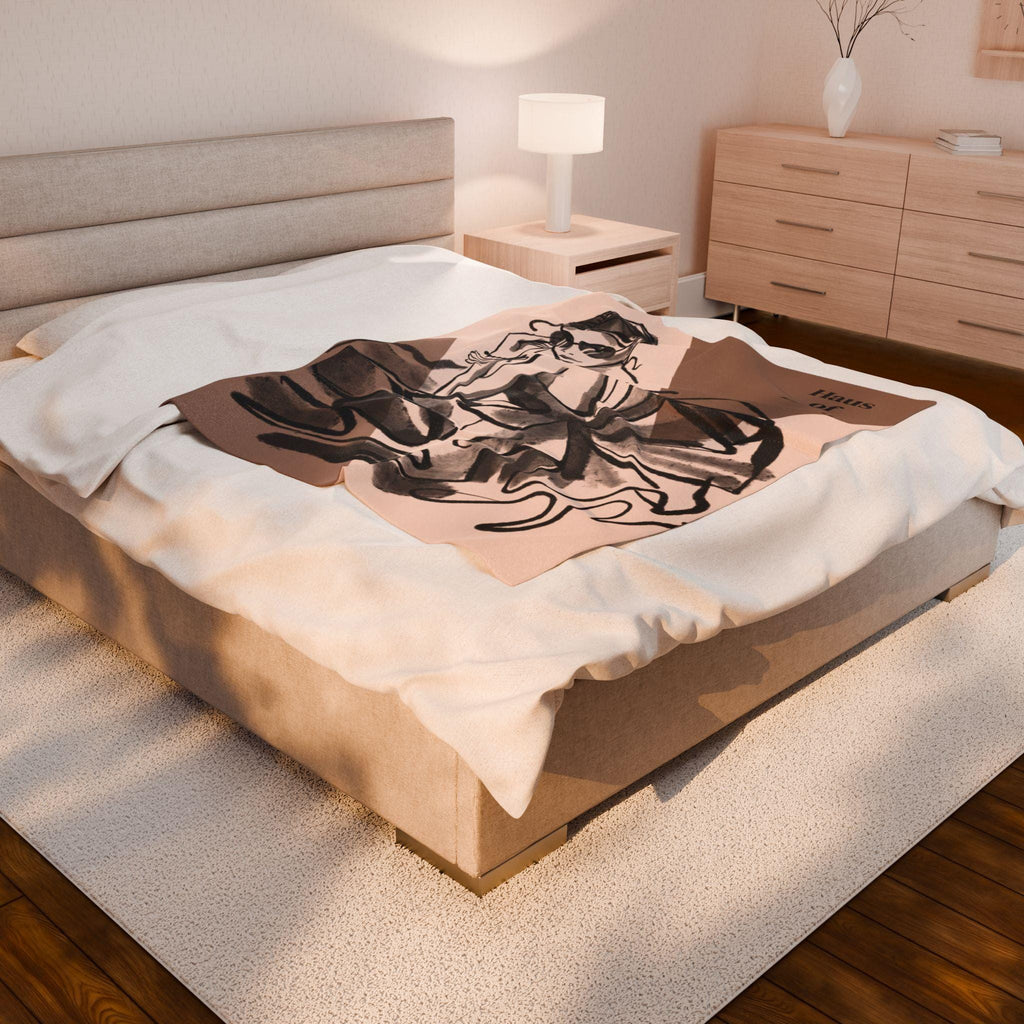 Velveteen Throw Blanket - Fashion Runway Pop Art Design by Haus of Edit