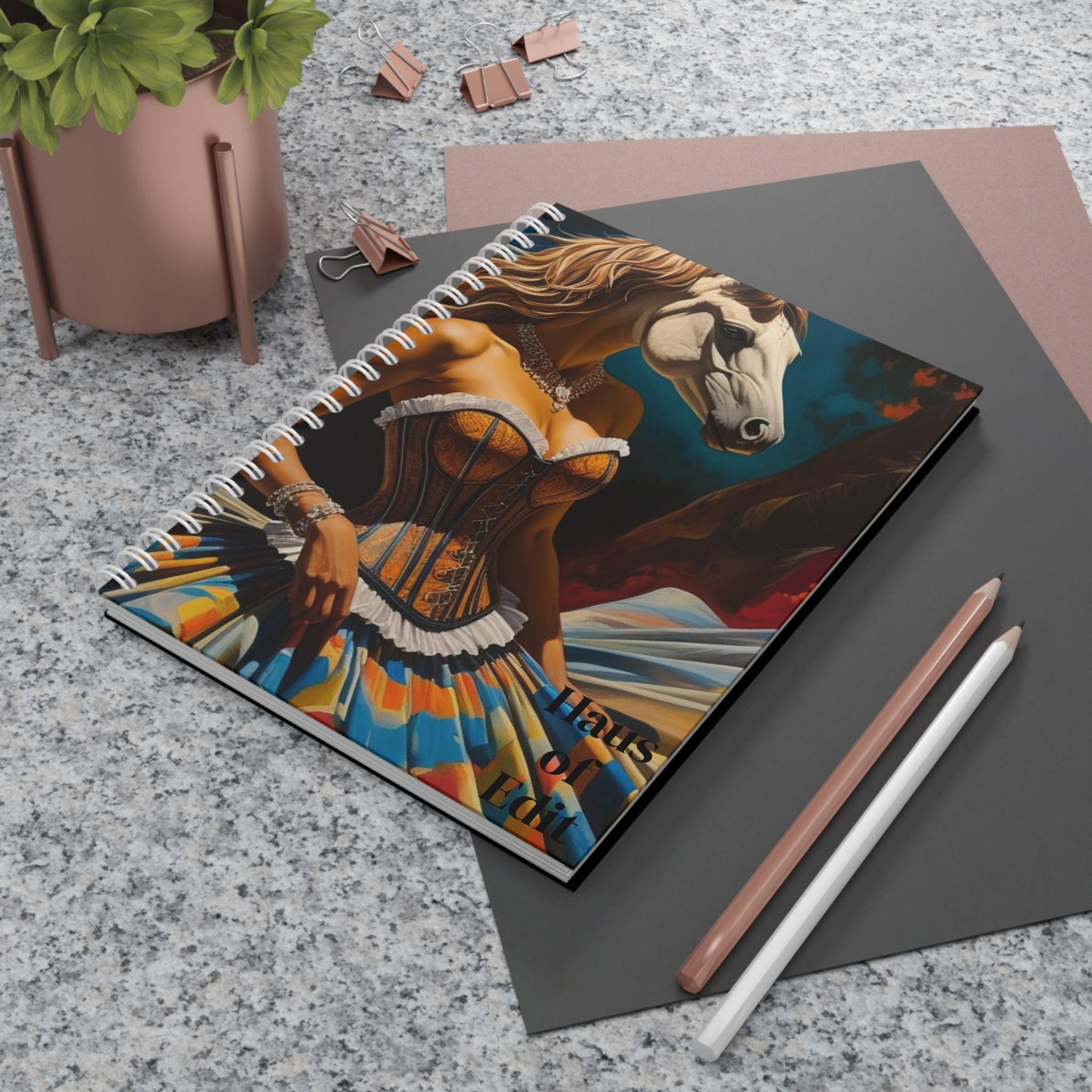 Horse Head Woman Spiral Notebook