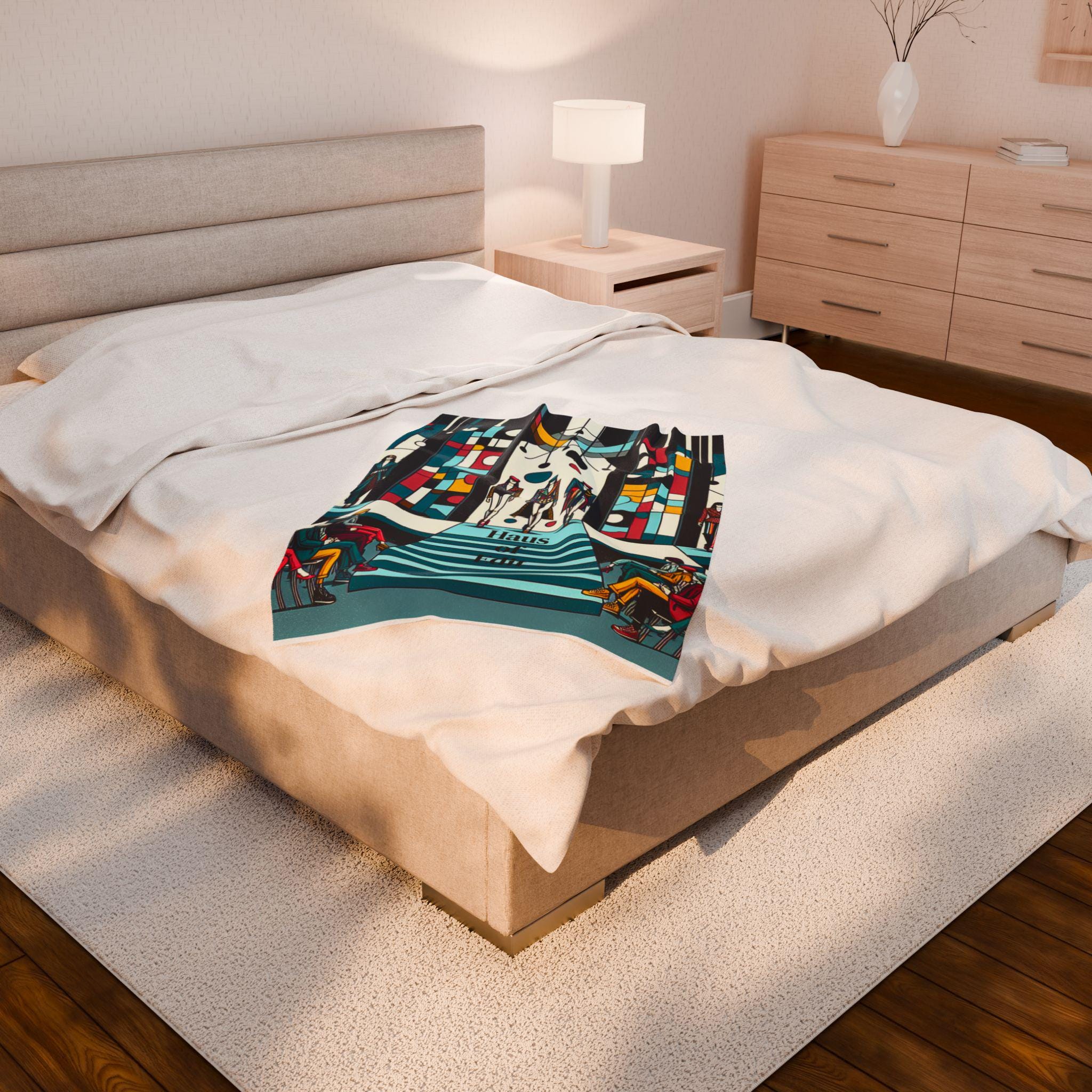 Velveteen Throw Blanket - Fashion Runway Pop Art Design by Haus of Edit