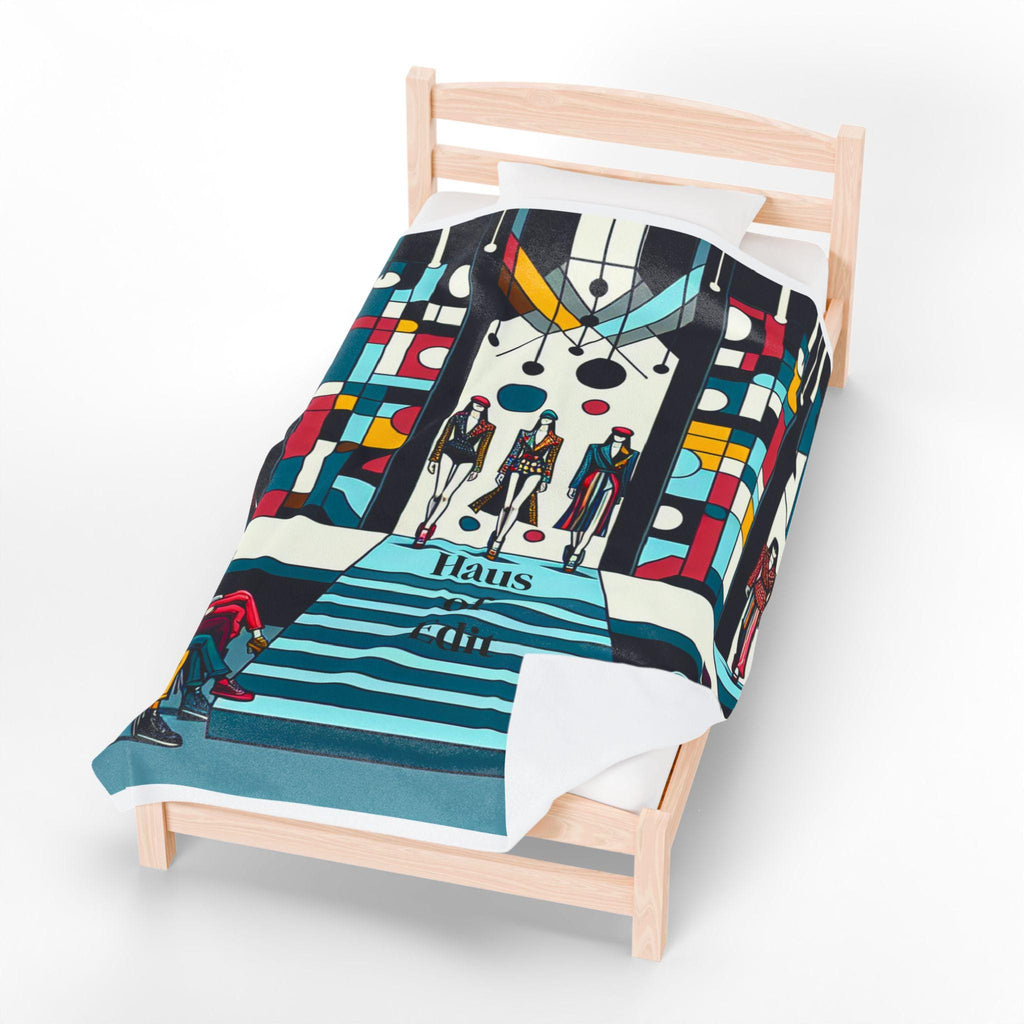 Velveteen Throw Blanket - Fashion Runway Pop Art Design by Haus of Edit