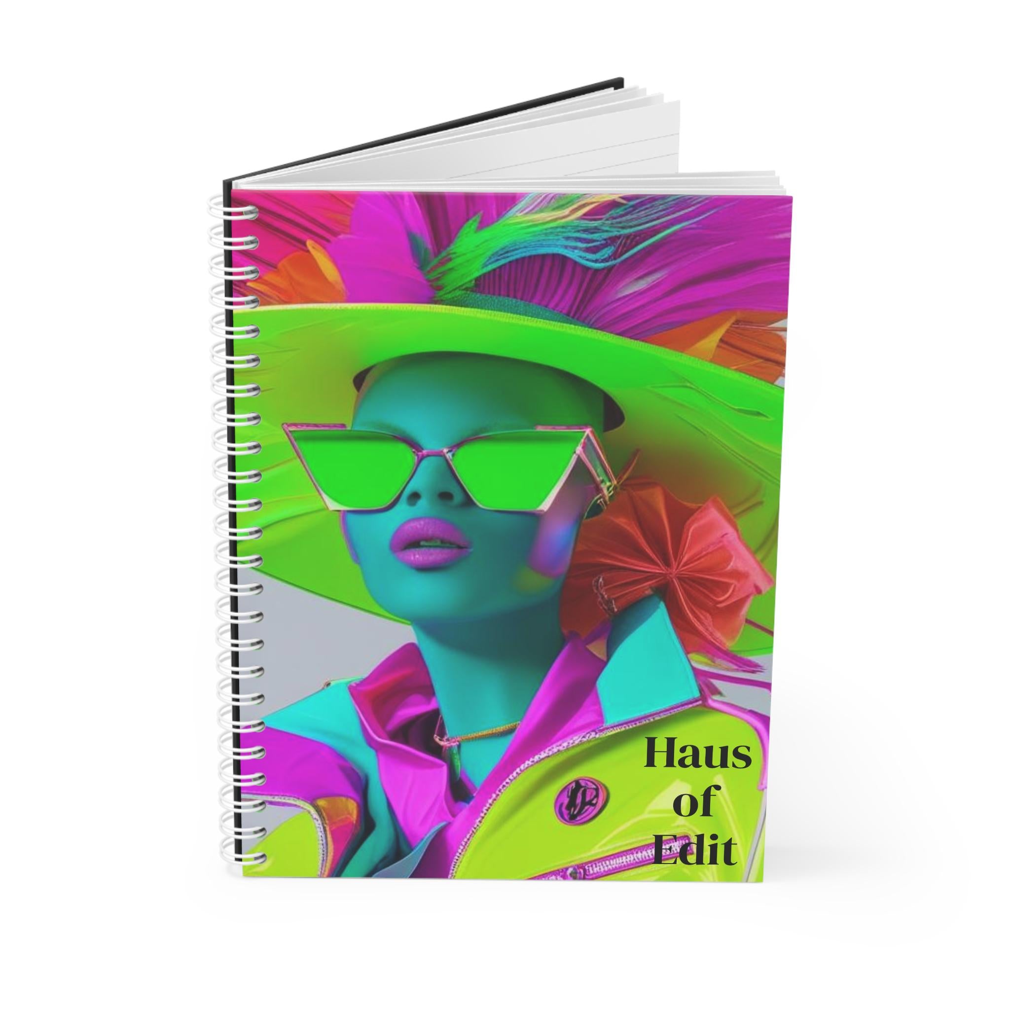 Vibrant Artistic Spiral Notebook, Fashion Journal, Creative Writing, Gift for Anyone, Haus of Edit, Colorful Notepad